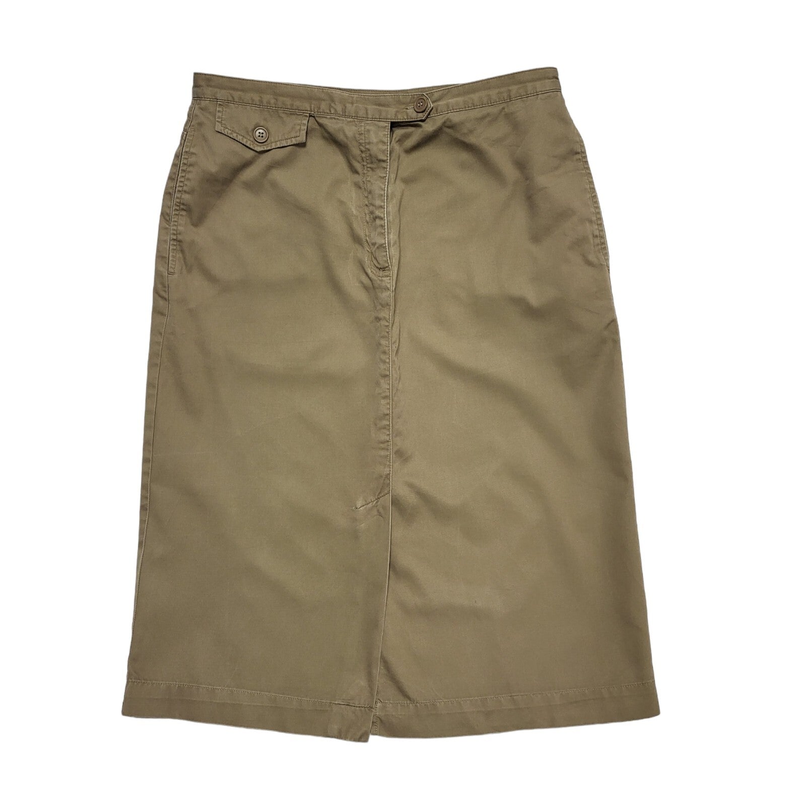 Laura Ashley Tan Skirt Button Front Slit Womens UK Size 12 W30