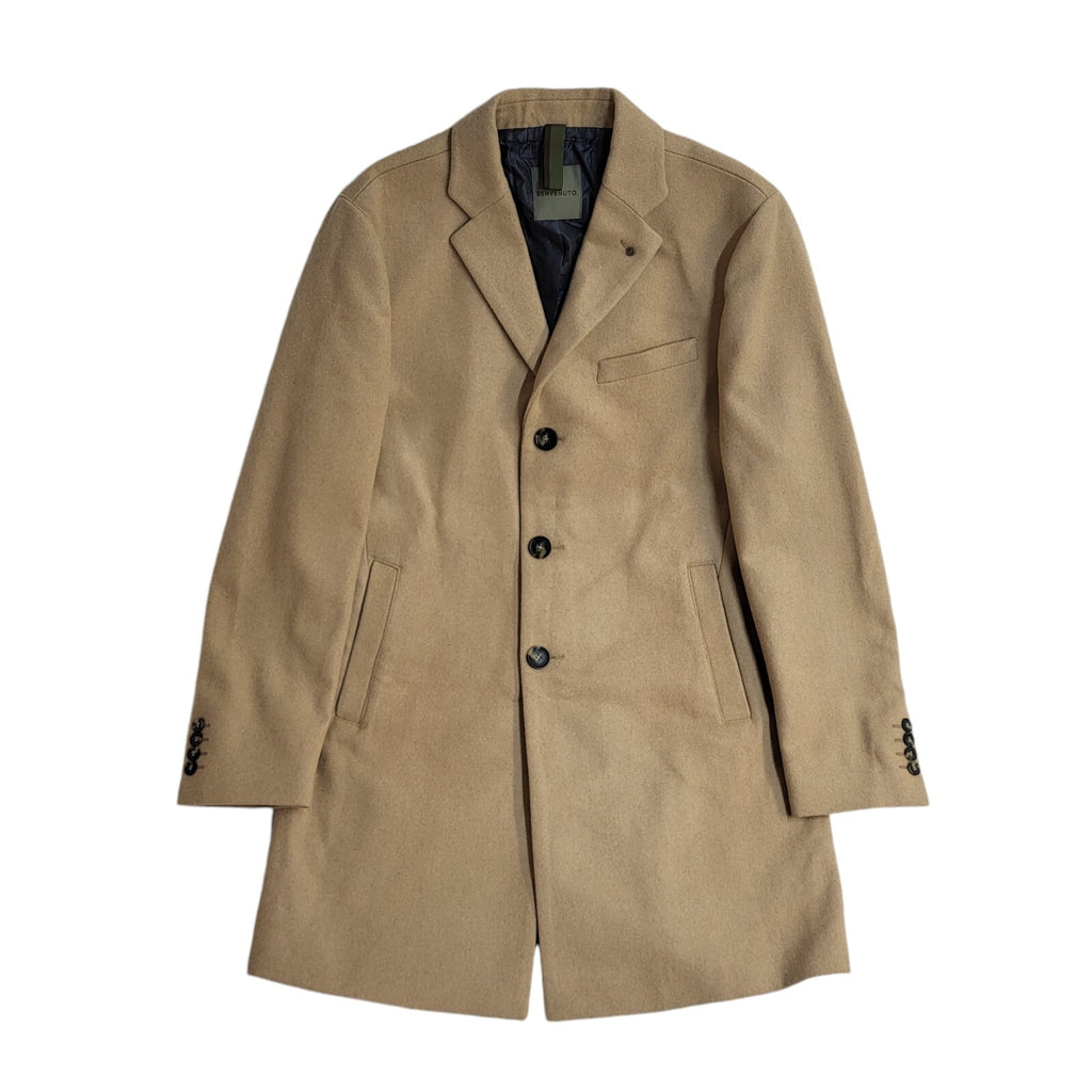 Benvenuto Vintage 90s Beige Wool Button Overcoat Uk Men's Size Medium