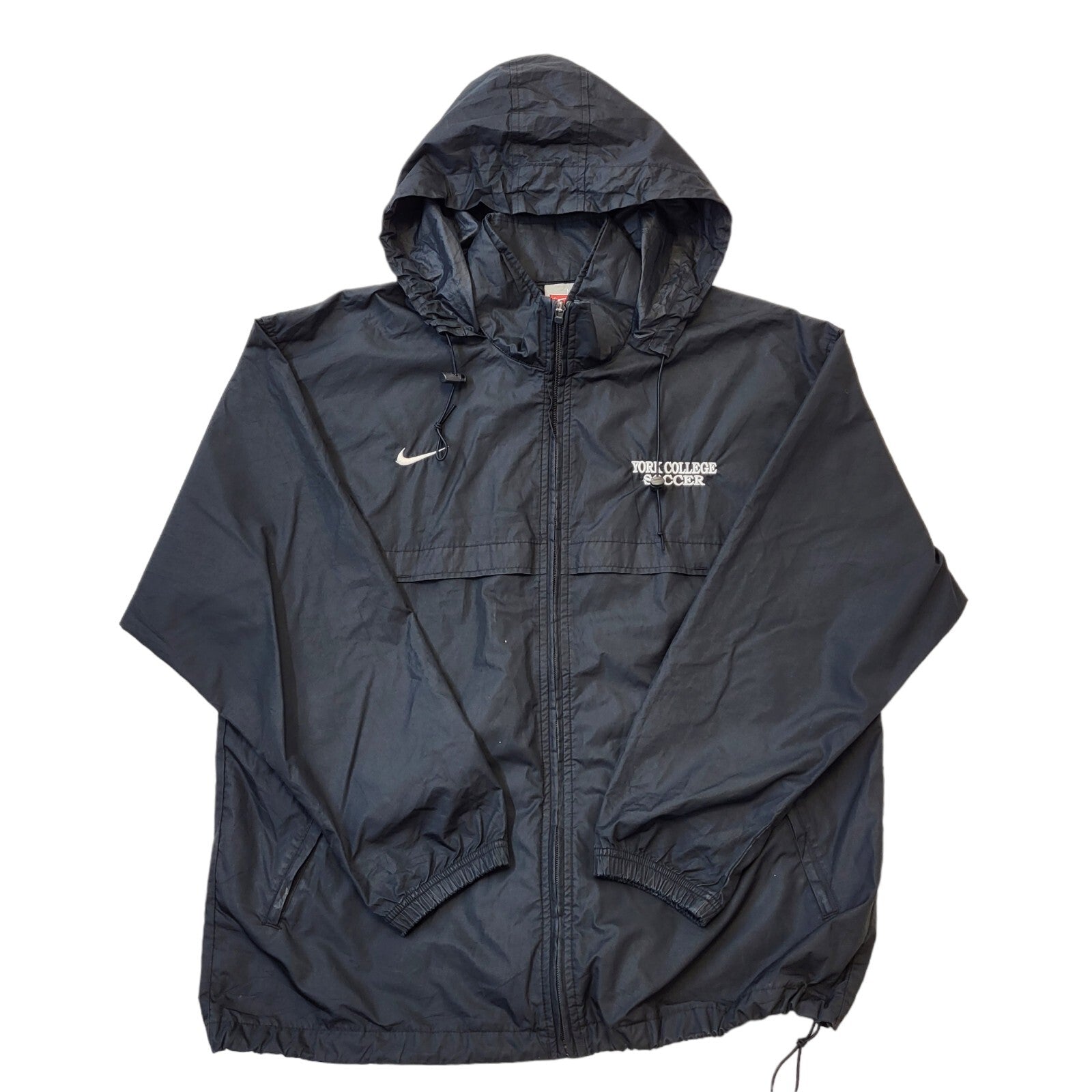 Nike 90s Vintage Black York College Hooded Jacket Men's Size Medium
