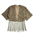 Urmoda 80s Floral Open Front Beige Short Sleeve Jacket Uk Women's Size Small