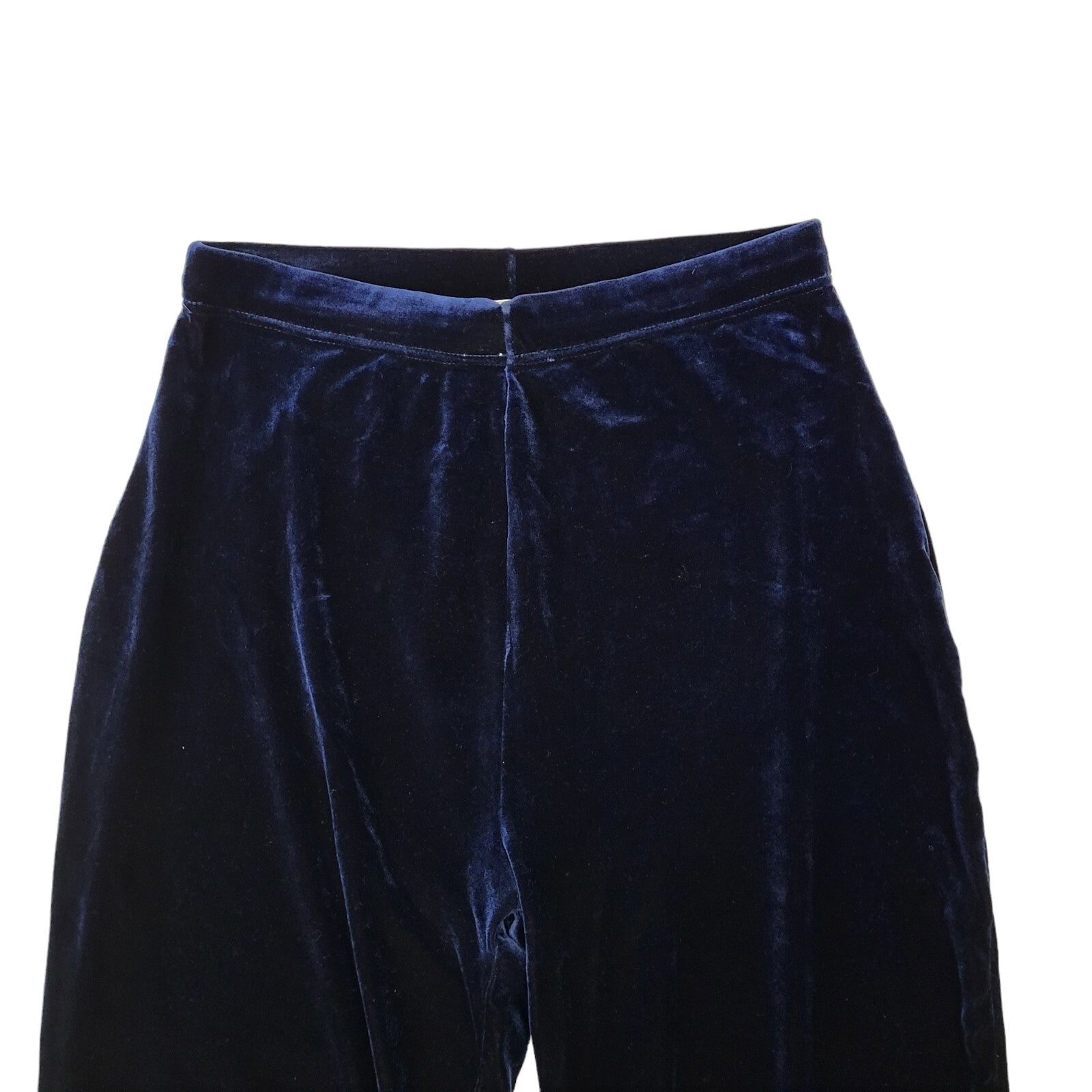 Essence Vintage 90's Dark Blue Straight Velvet Trousers Uk Women's 12 W30 L28