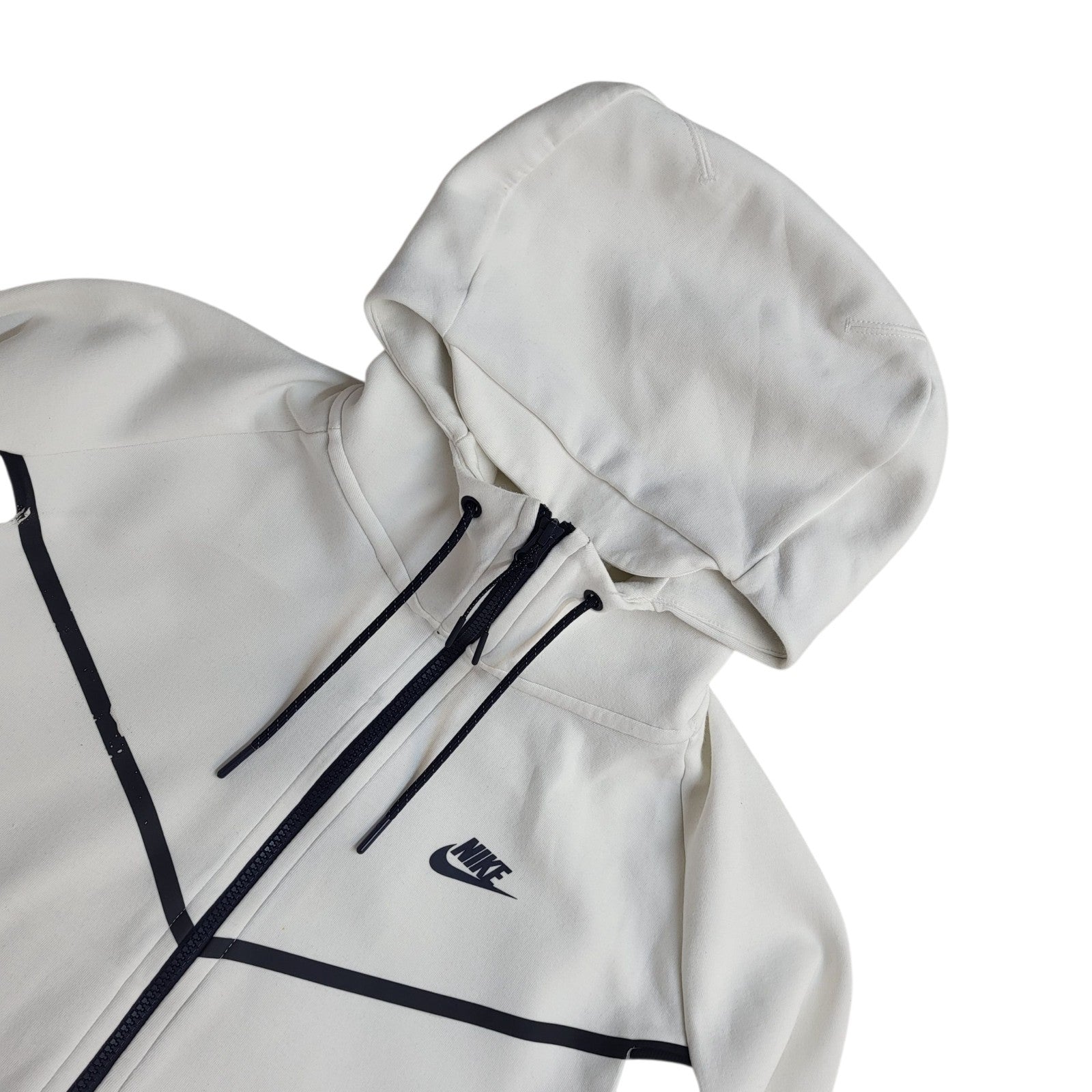 Nike White Black Y2K Full Zip Sports Mesh Underam Hoodie UK Men's Size L