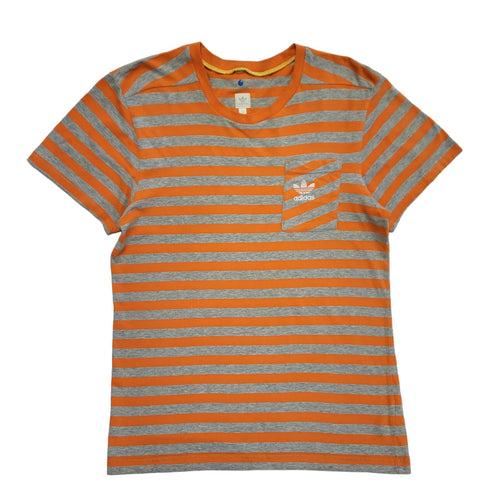 Adidas Orange & Grey Striped Vintage 90s T-Shirt Uk Men's Medium