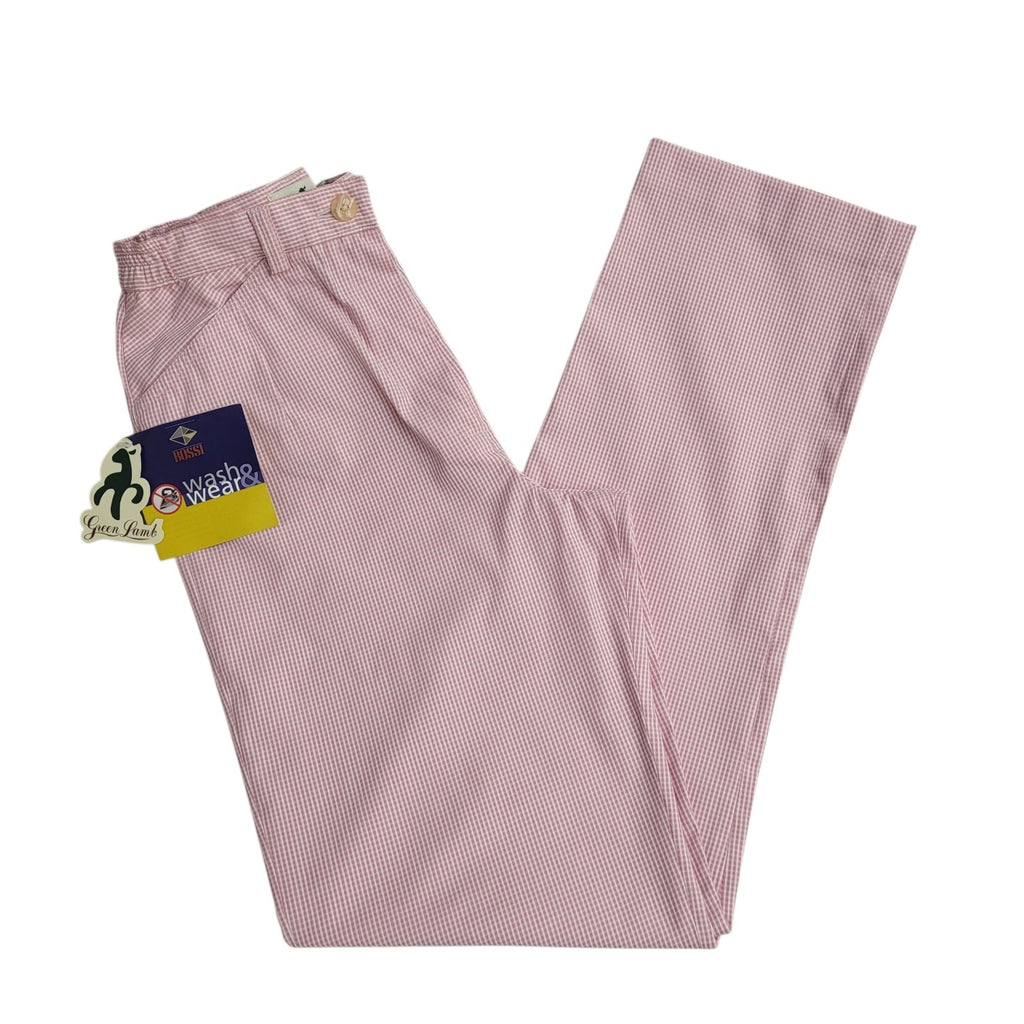Green Lamb Trousers Y2K Pink Check Poly Cotton Bnwt Women's Size S 8 W26 L31