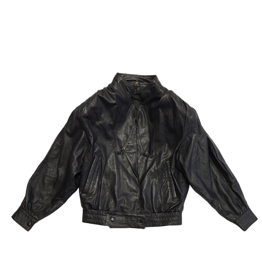 G&A Vintage 80s Black Leather Jacket Uk Women's Size Medium