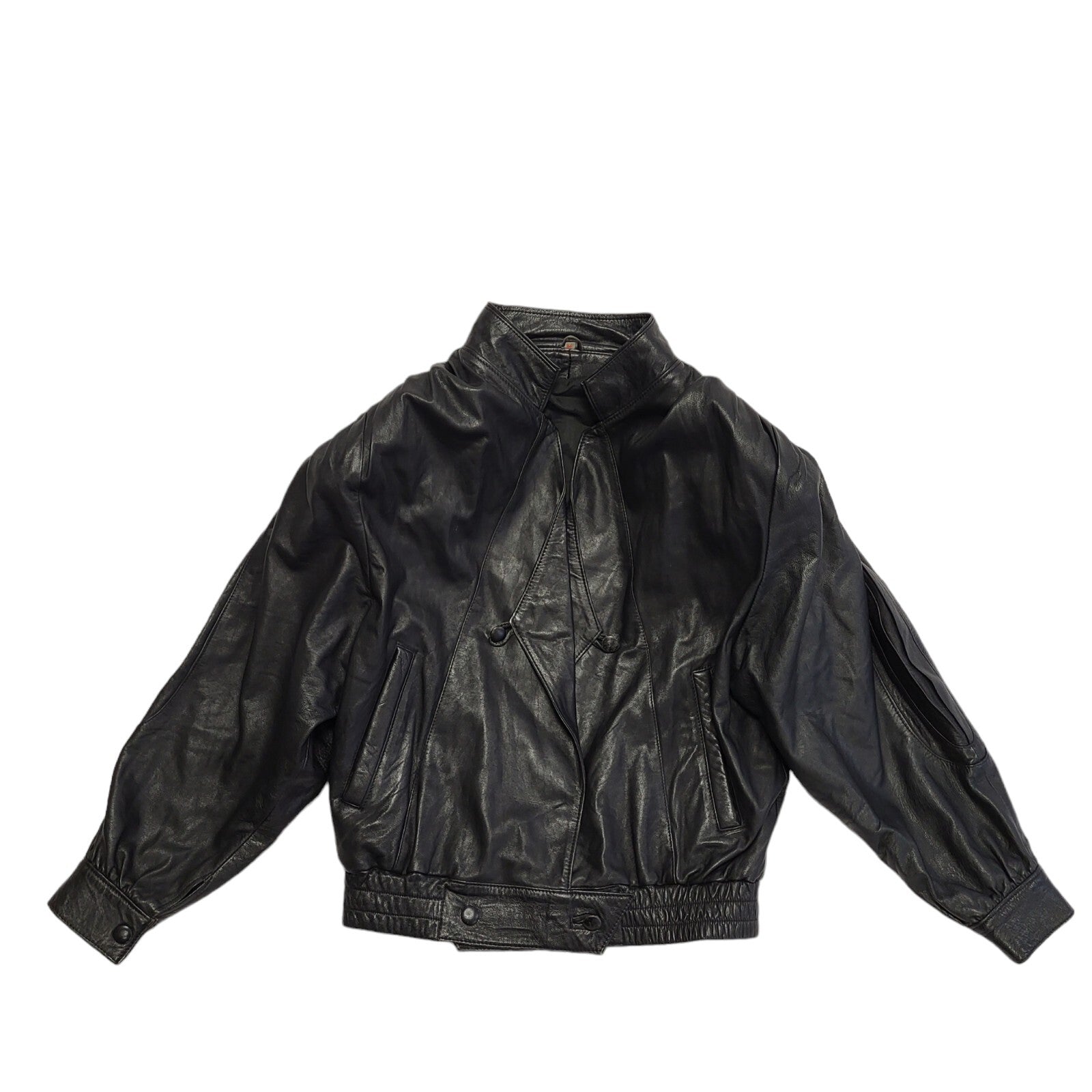 G&A Vintage 80s Black Leather Jacket Uk Women's Size Medium