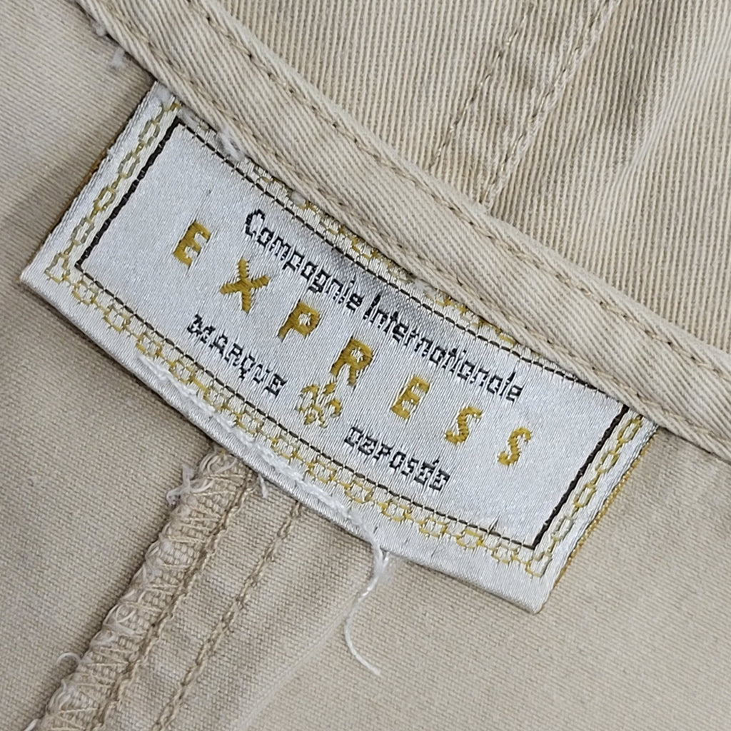 Express Vintage 90s Beige Sleeveless Denim Dress Uk Women's Size 12 W30-34