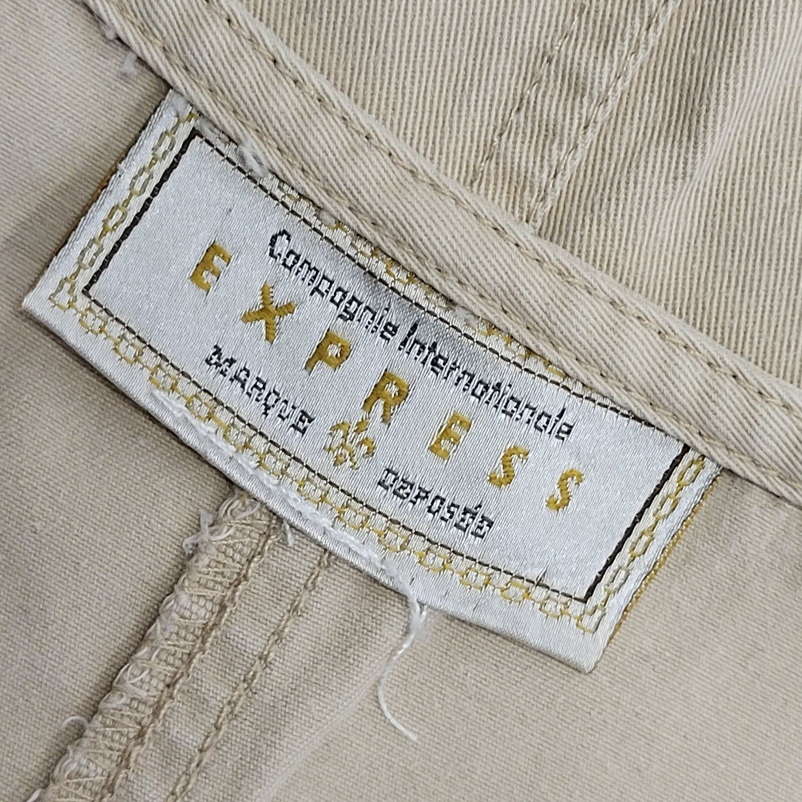 Express Vintage 90s Beige Sleeveless Denim Dress Uk Women's Size 12 W30-34
