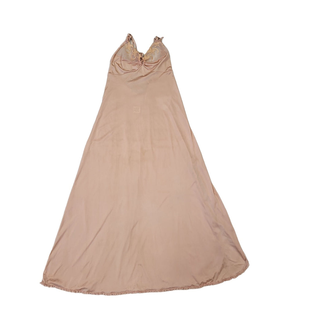 Vintage 90s Pink Sleeveless Nylon Night Dress Uk Women's Size 14