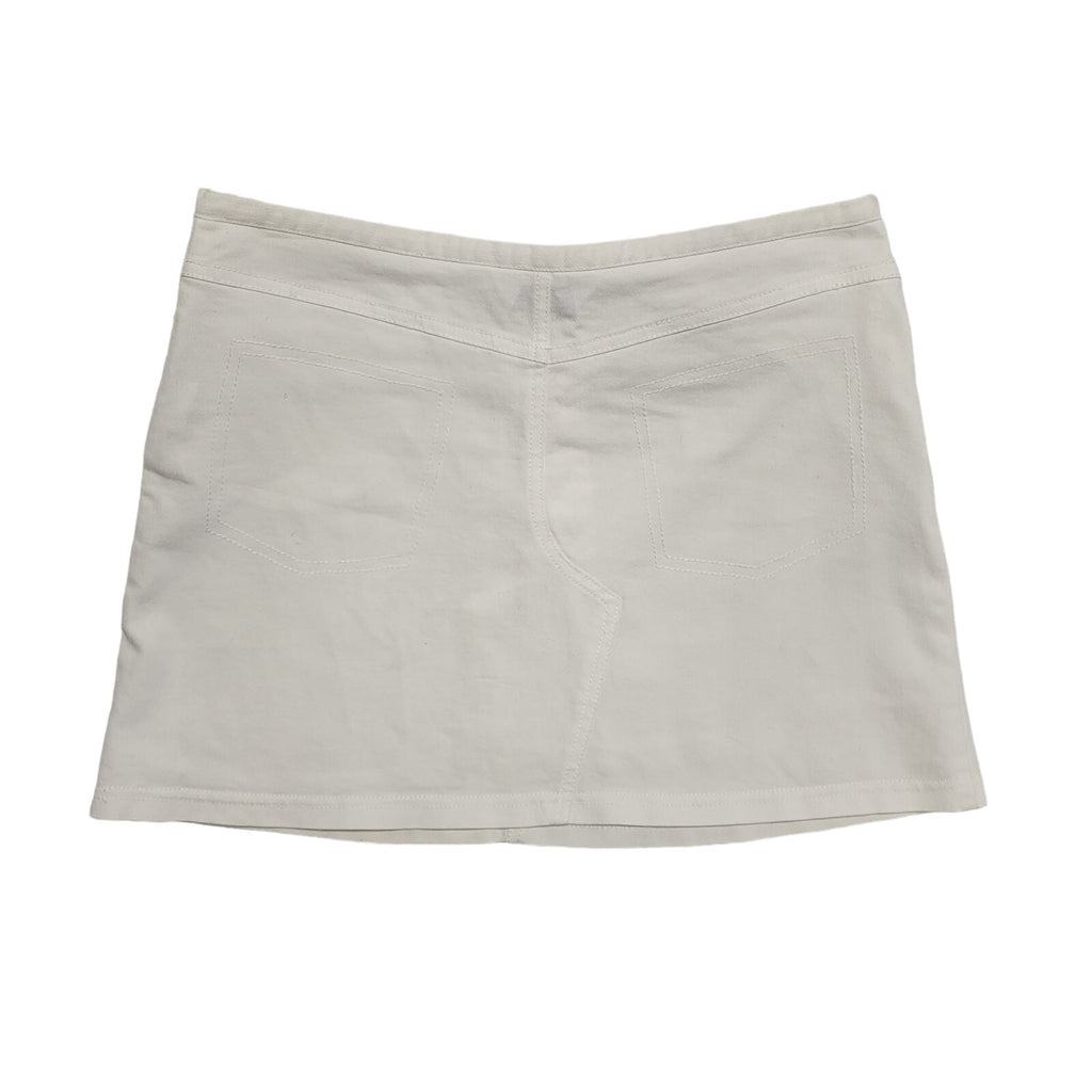 Ozone White Y2k Zipped Short Denim Skirt Uk Women's Size 12/14