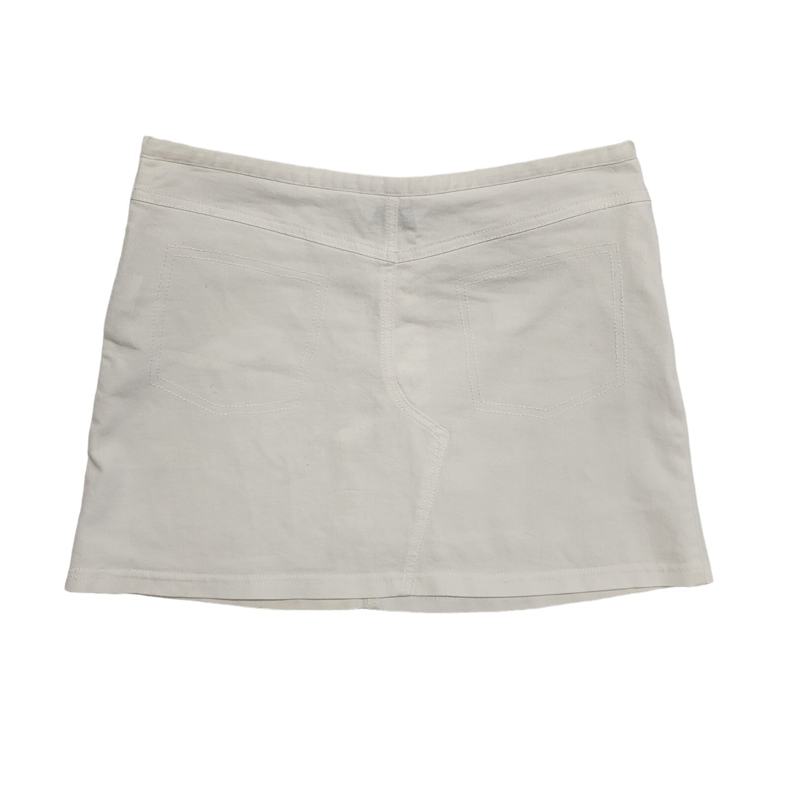 Ozone White Y2k Zipped Short Denim Skirt Uk Women's Size 12/14