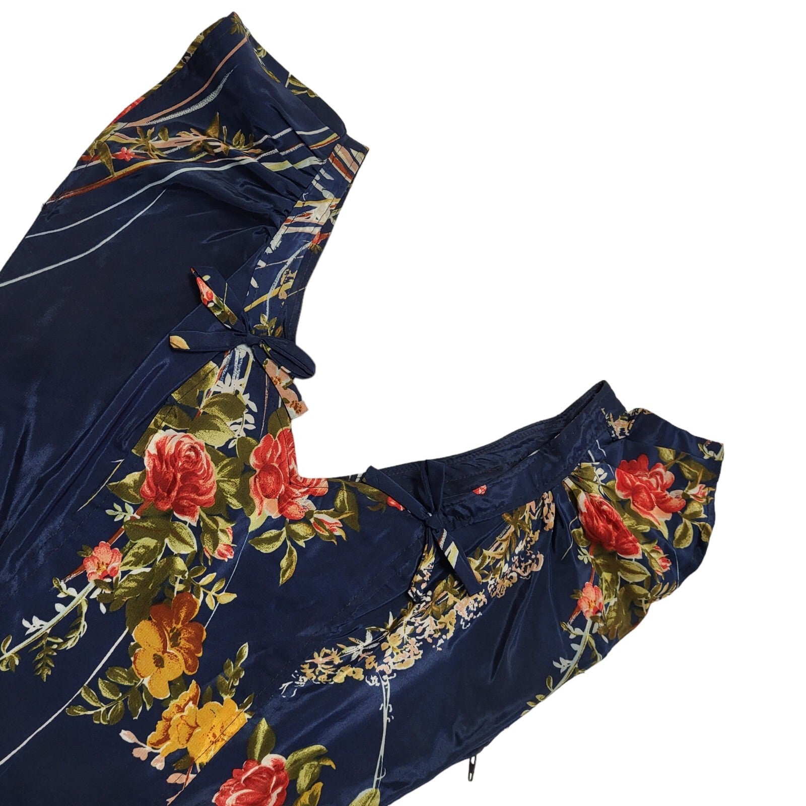 Etam Vintage 90's Blue Floral A-Line Midi Dress Women's UK Size 10