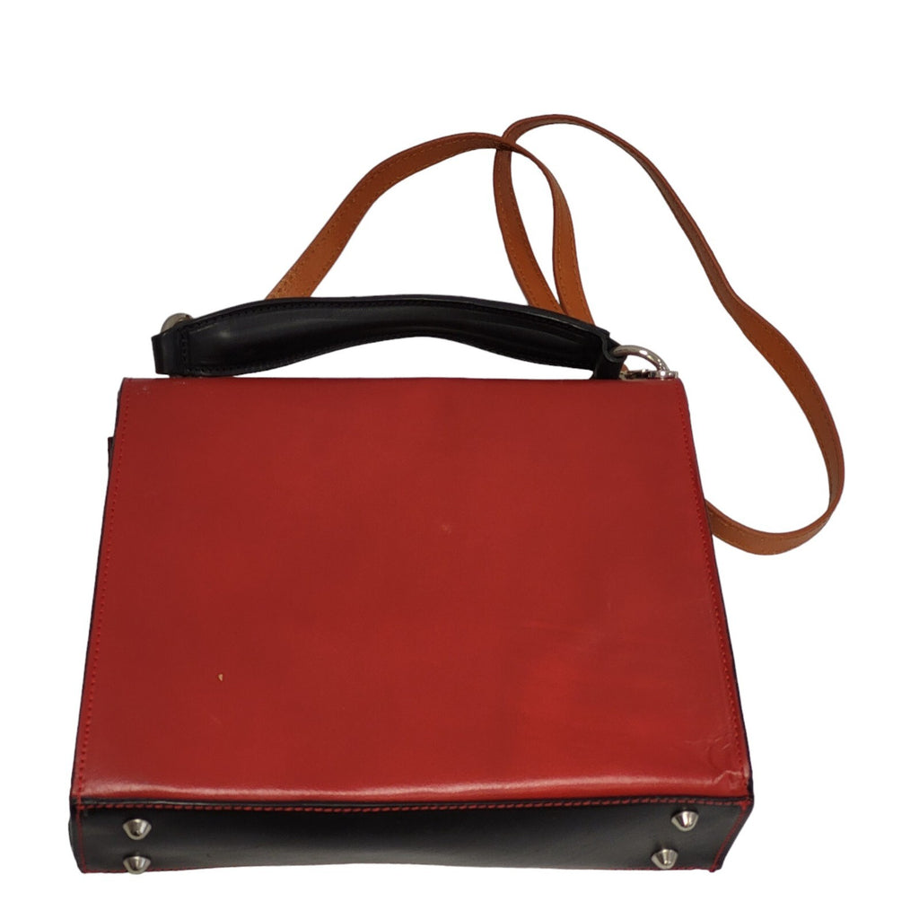 Genuine Leather Red Black Small Shoulder Bag Uk Women's Size 8" x 11.5"