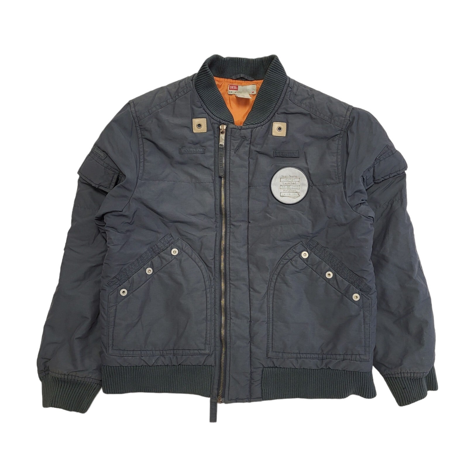 Diesel Grey Zip Up Bomber Jacket Uk Boys Size Large