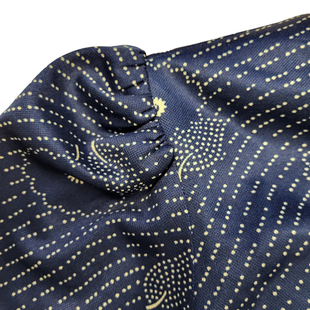 70s Vintage Blue Flower Pattern Mini Dress Women's 10/12