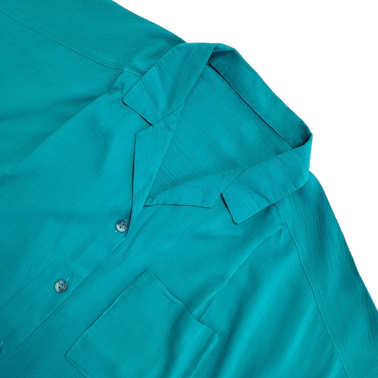 St Michael Vintage 90's Green Button Up Short Sleeve Womens Shirt Size 14