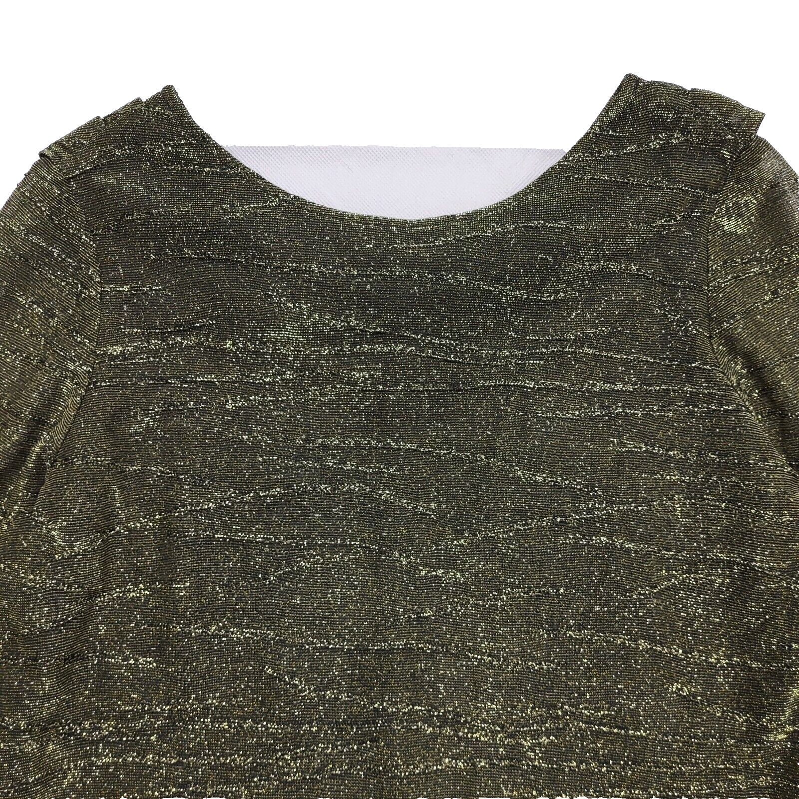 Official Gold & Black Y2K Sparky Long Sleeve Cowl Back Top Womens UK Size 12