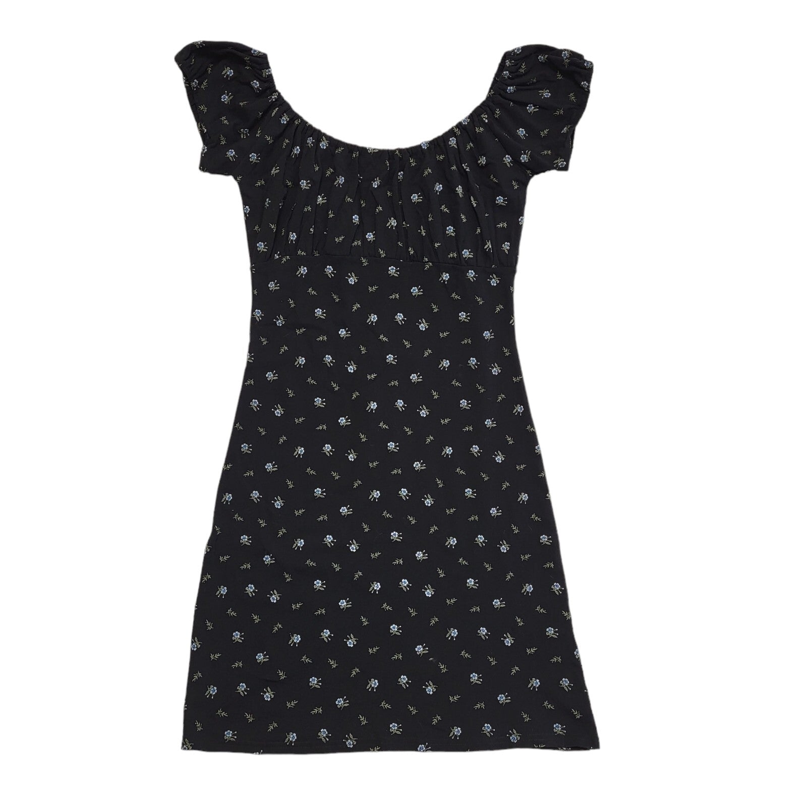 Clockhouse Black Y2K Milkmaid Style Floral Dress Women's Uk M 10