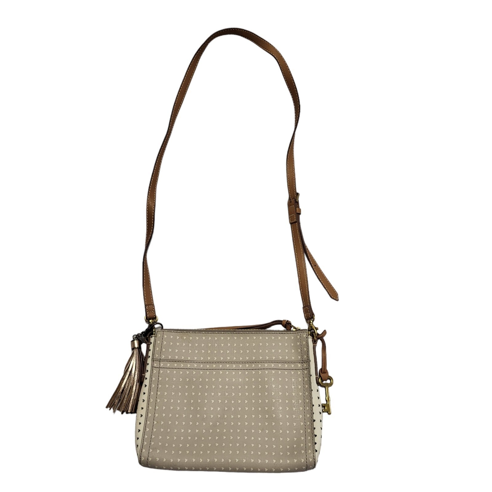 Fossil Grey & Brown Leather Shoulder Bag Uk Women's 8" x 10"