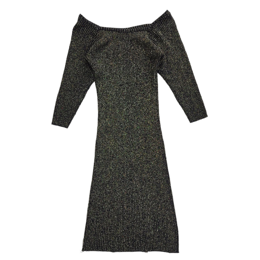 City Swingers Vintage 70's Black & Gold Off Shouler Dress Uk Women's Size 14