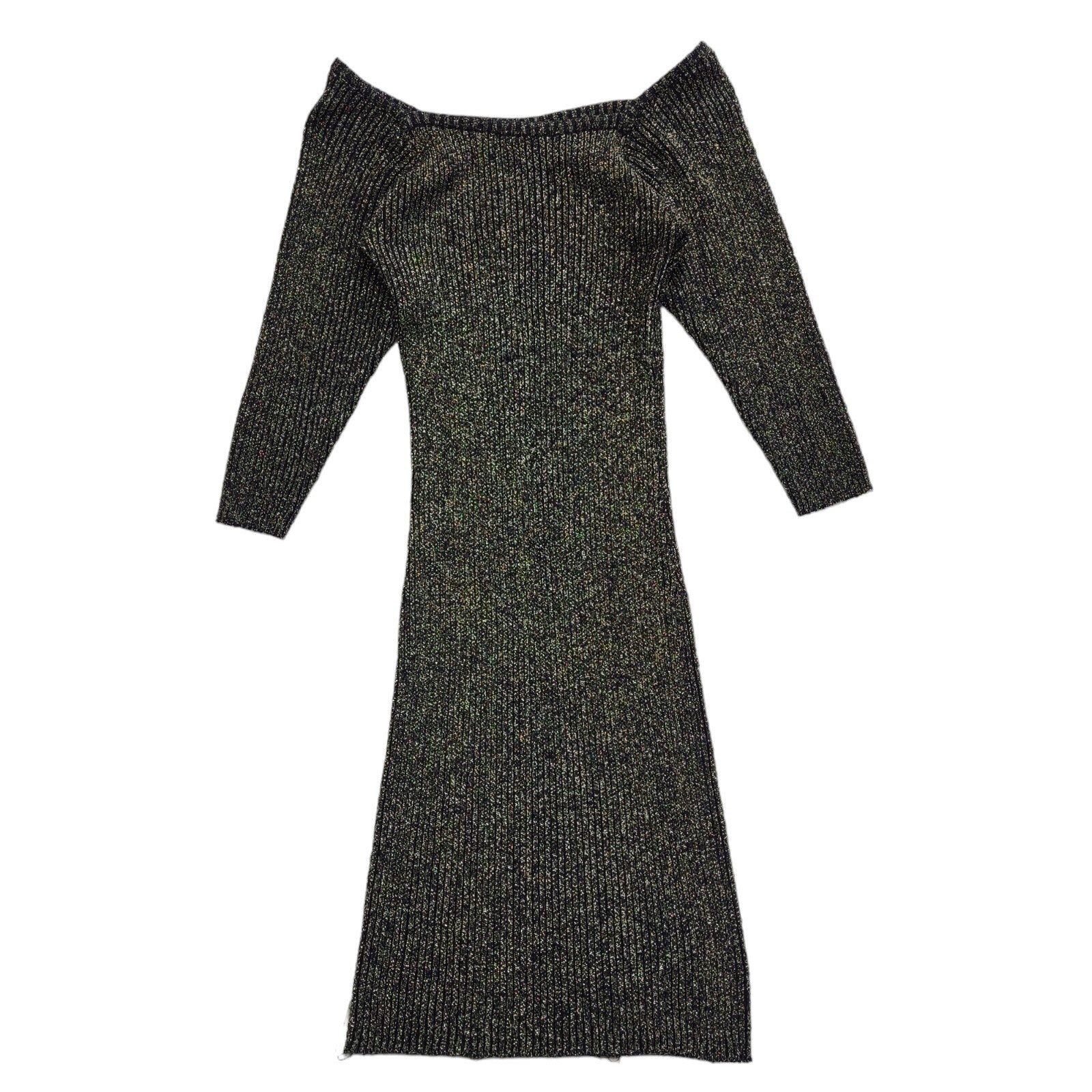 City Swingers Vintage 70's Black & Gold Off Shouler Dress Uk Women's Size 14