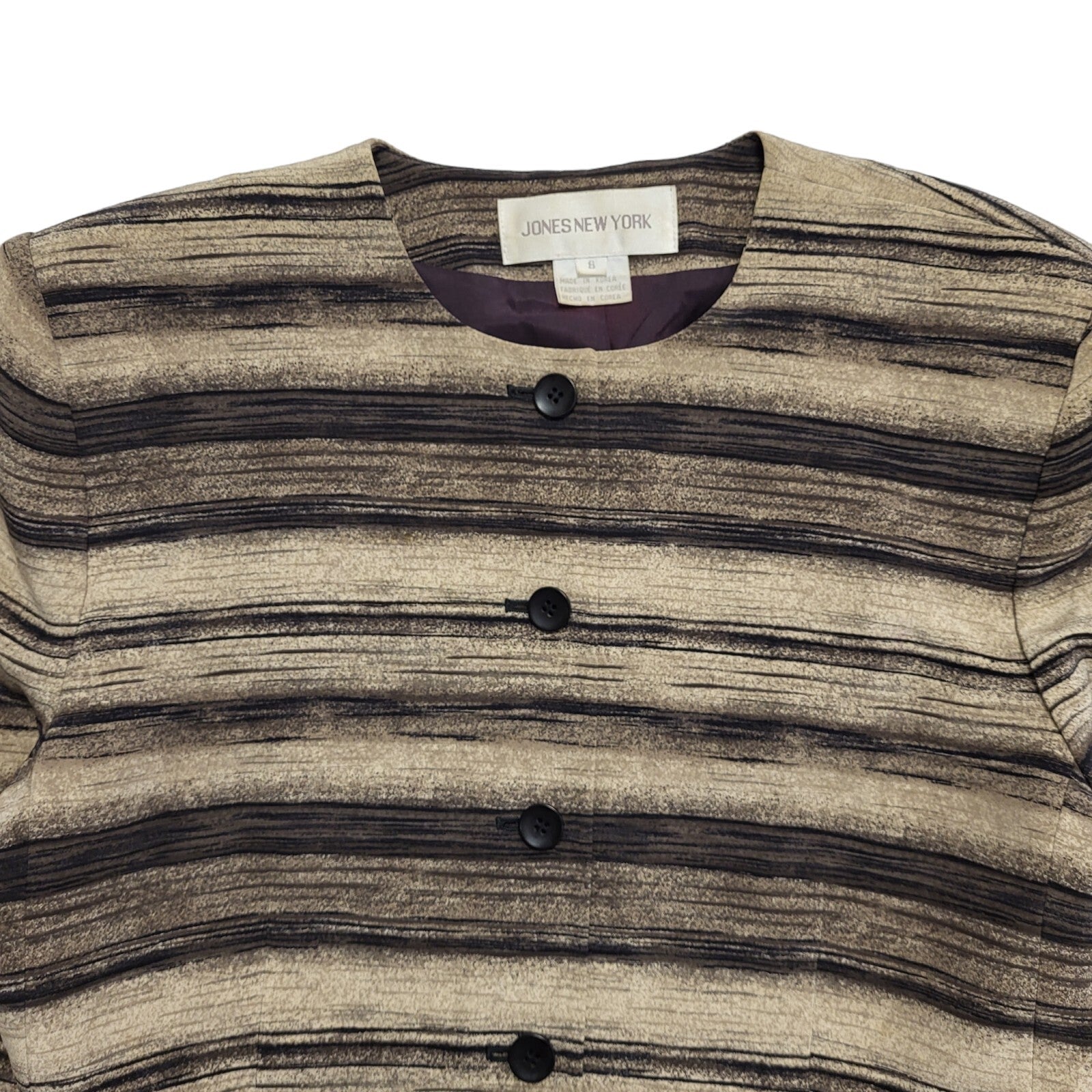 Jones New York 90s Vintage Brown Button-Up Blazer Jacket Women's Size UK 10