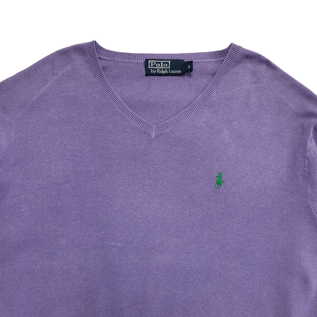 Polo Ralph Lauren Purple V-Neck Jumper Uk Men's Size Small