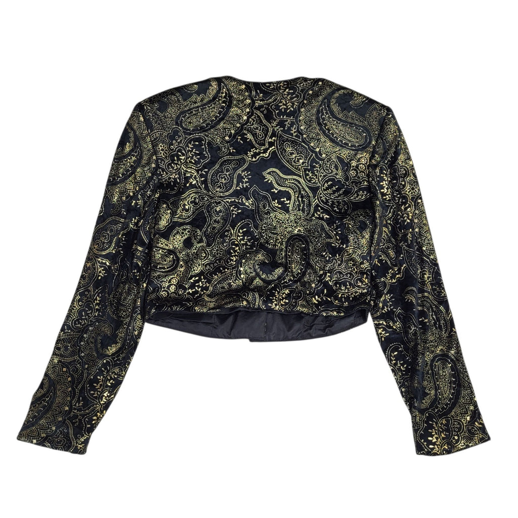 Vera Mont Black & Gold Abstract Cropped Jacket UK Women's Size L