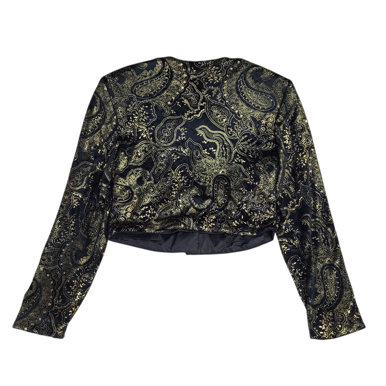 Vera Mont Black & Gold Abstract Cropped Jacket UK Women's Size L