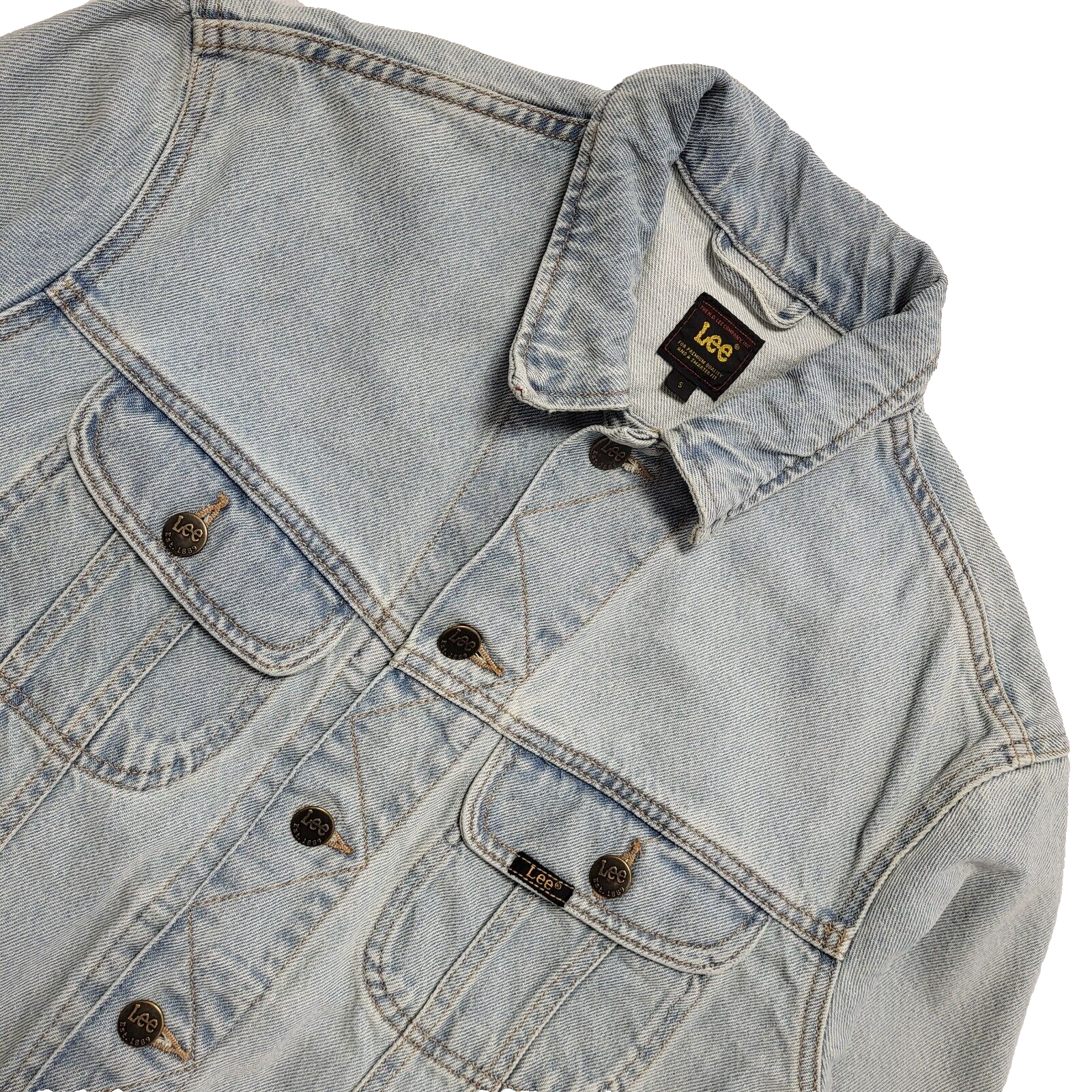 Lee Vintage 90's Light Blue Button Up Collared Denim Jacket Men's UK Size S