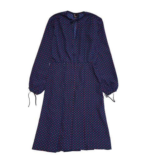 70s Vintage Vanidas Navy Polka Dot Daywear Dress Women's 10
