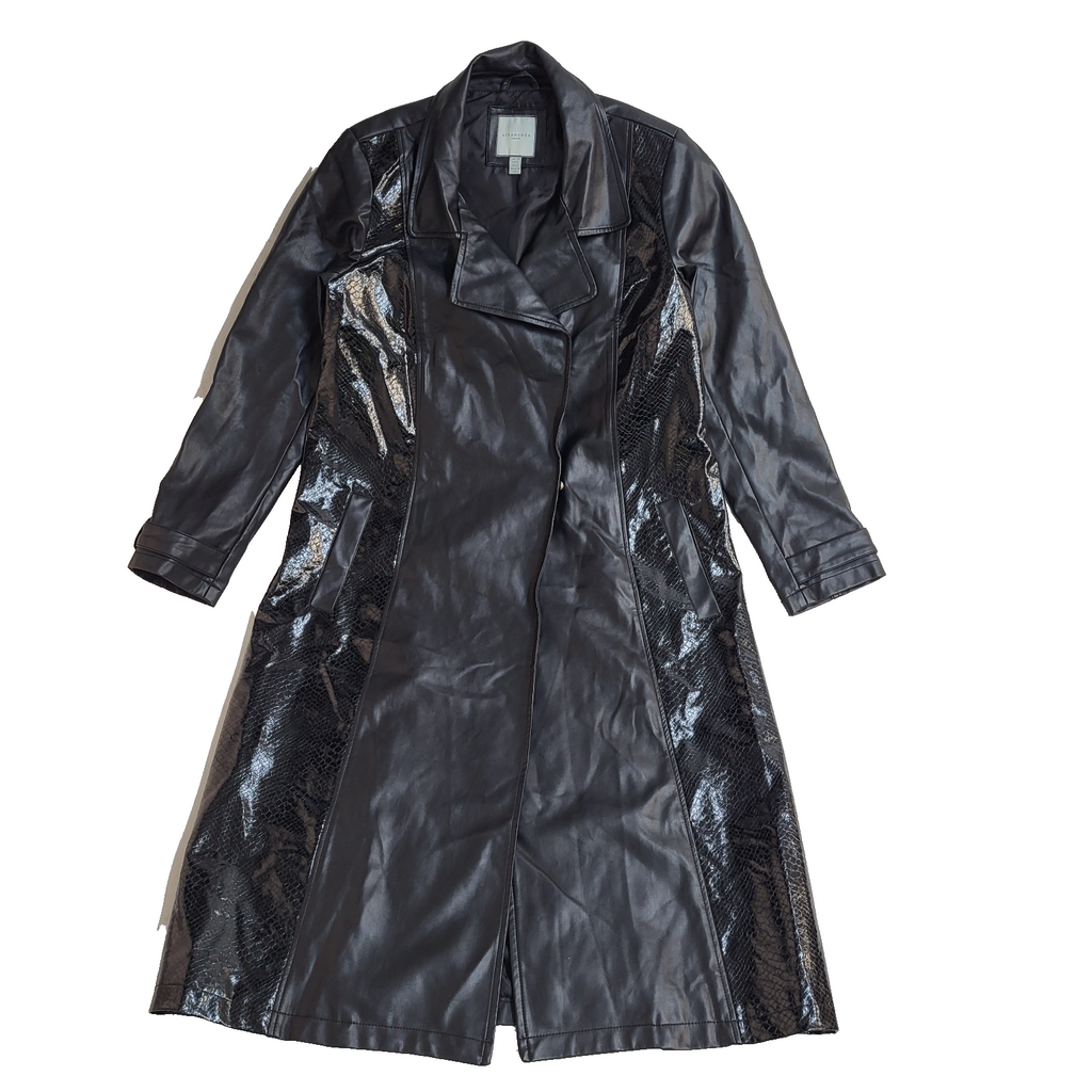 Urban Code Y2K Black Faux Leather Coat UK Women's Size M 10