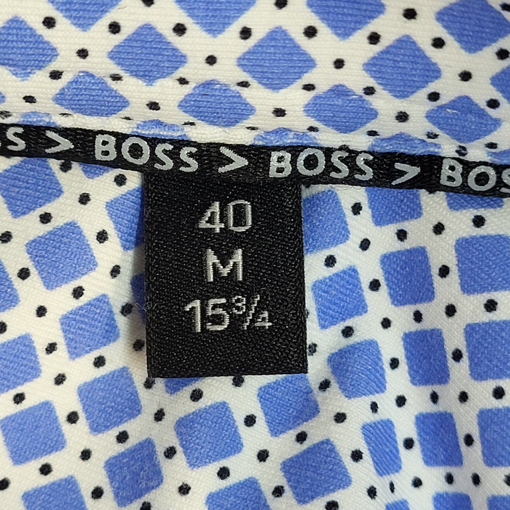 Hugo Boss Blue & White Slim Fit Abstract Long Sleeve Shirt UK Men's Size M