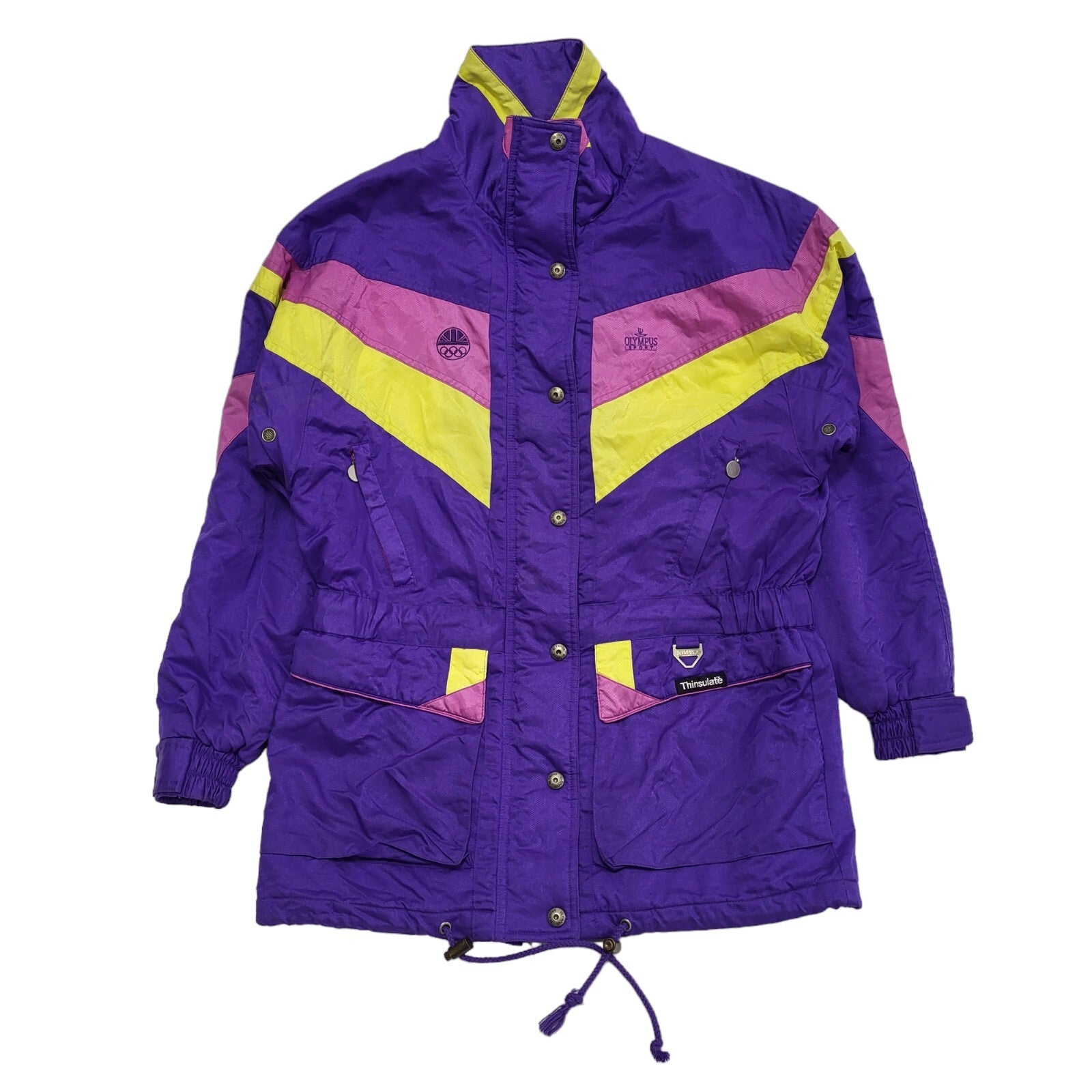 Olympus Sports Purple 80s Vintage Zip & Snap Jacket Uk Women's Size 10