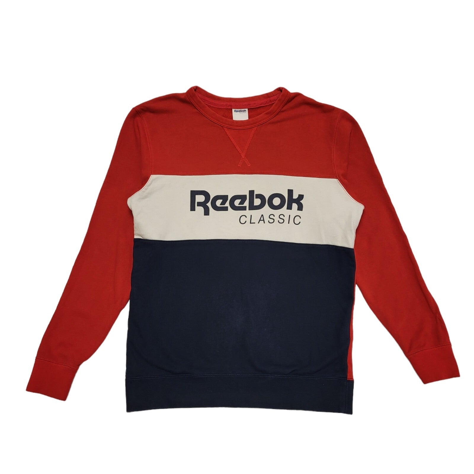 Reebok Classic Red Blue White Y2k Sweatshirt Uk Men's Size Medium