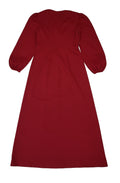 70s Vintage Red Silver Trim Long Sleeve Maxi Dress Women's Size 12