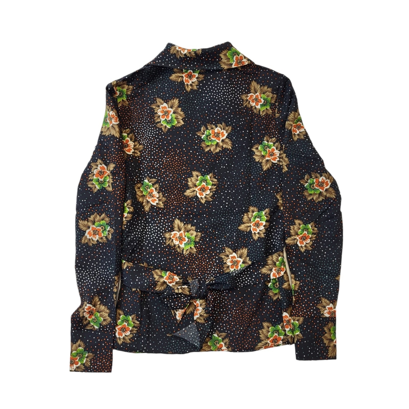 70s Vintage Black Floral Jacket Women's Size 8