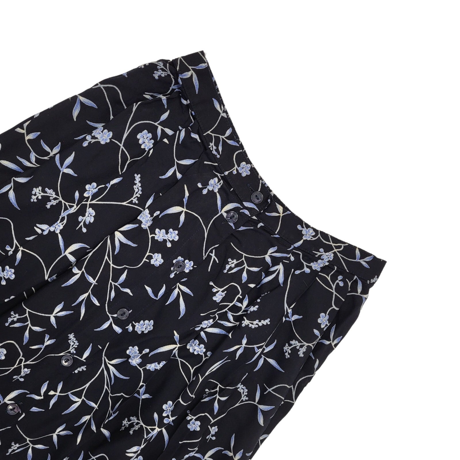 Marks & Spencer 90s Vintage Black Floral Midi Skirt Women's Size 12 W30