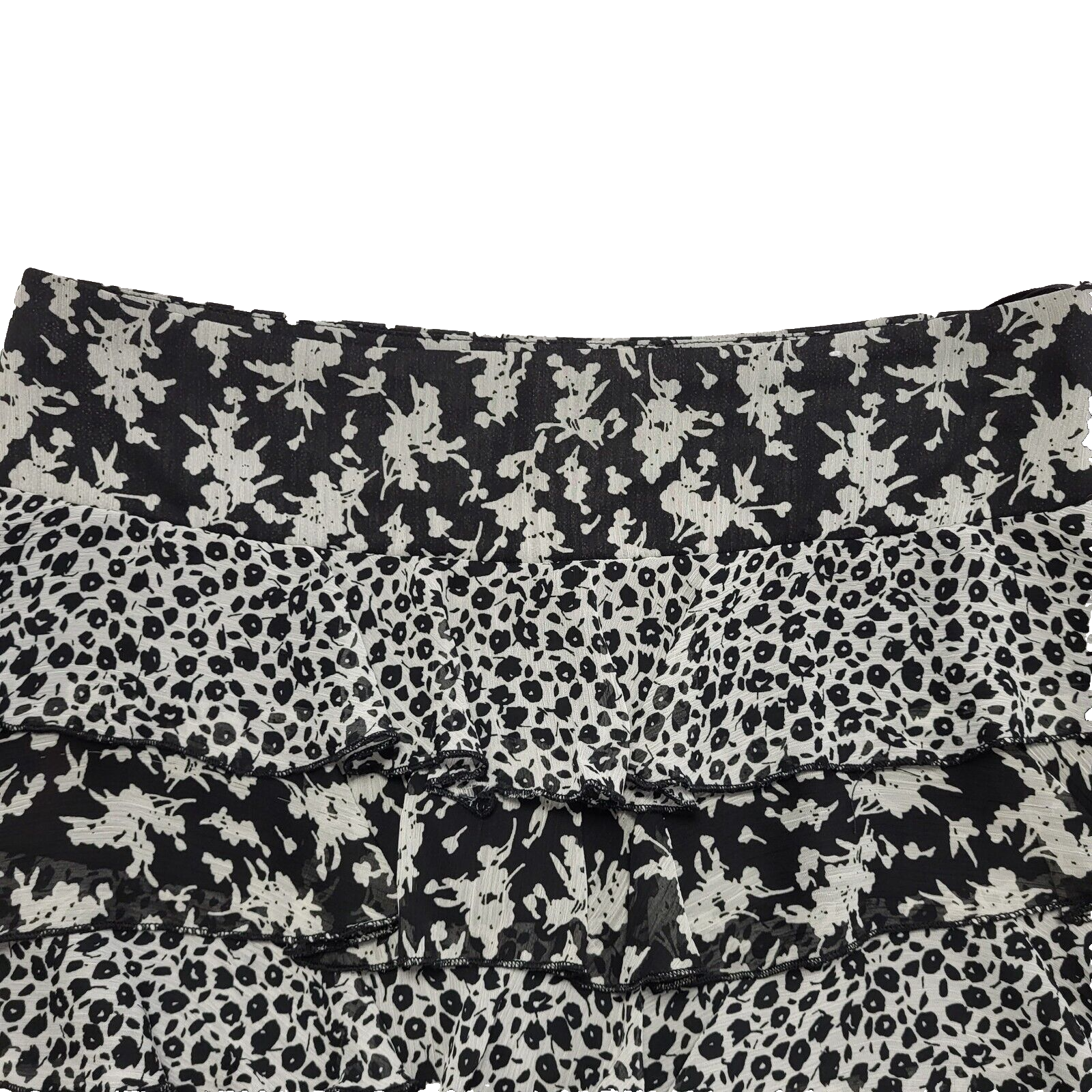 New Look Vintage 90's Black & White Floral Mini Skirt Womens UK 10-12 W30