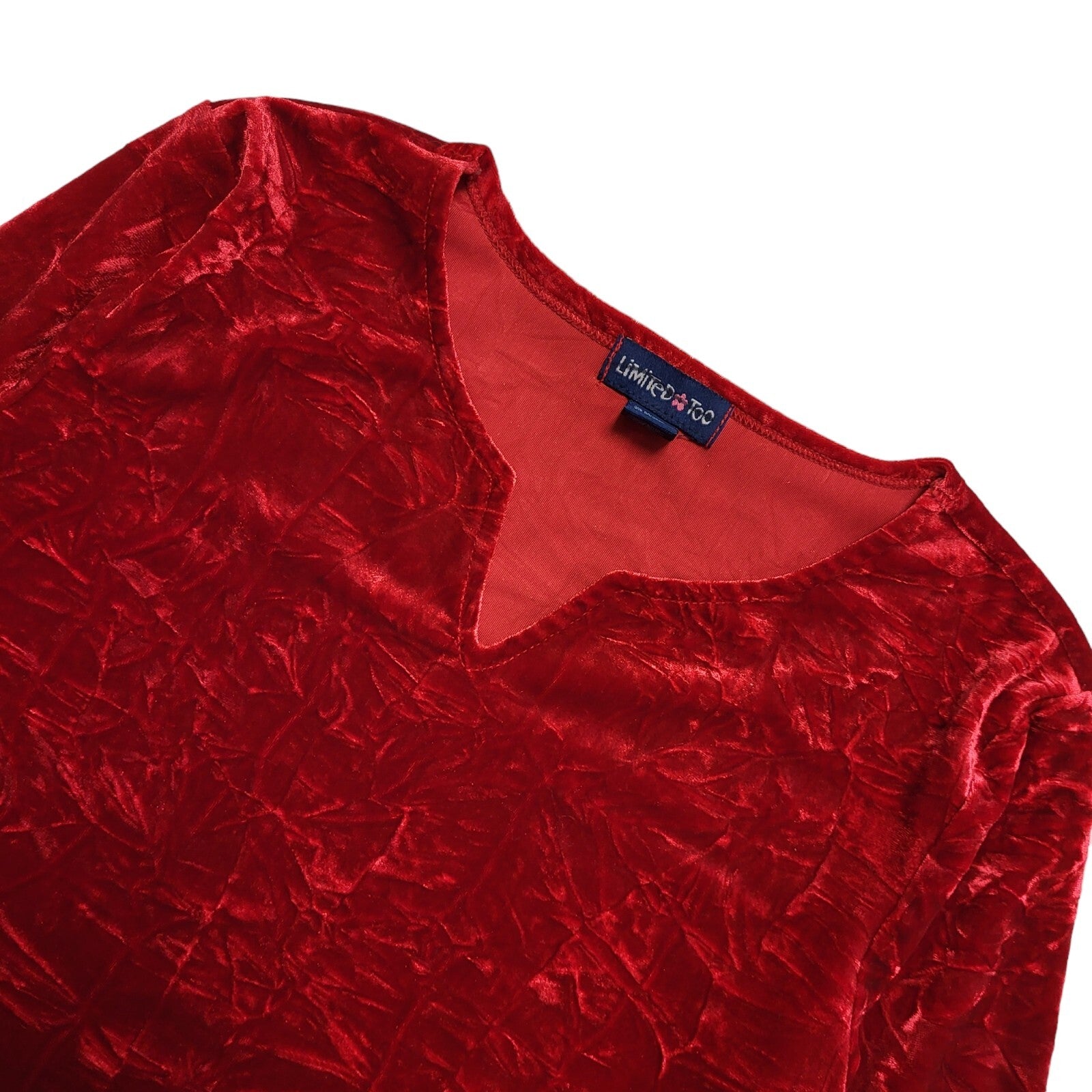 Limited Too Y2K Red Velvet Beaded Party Top Uk Girl's Size L