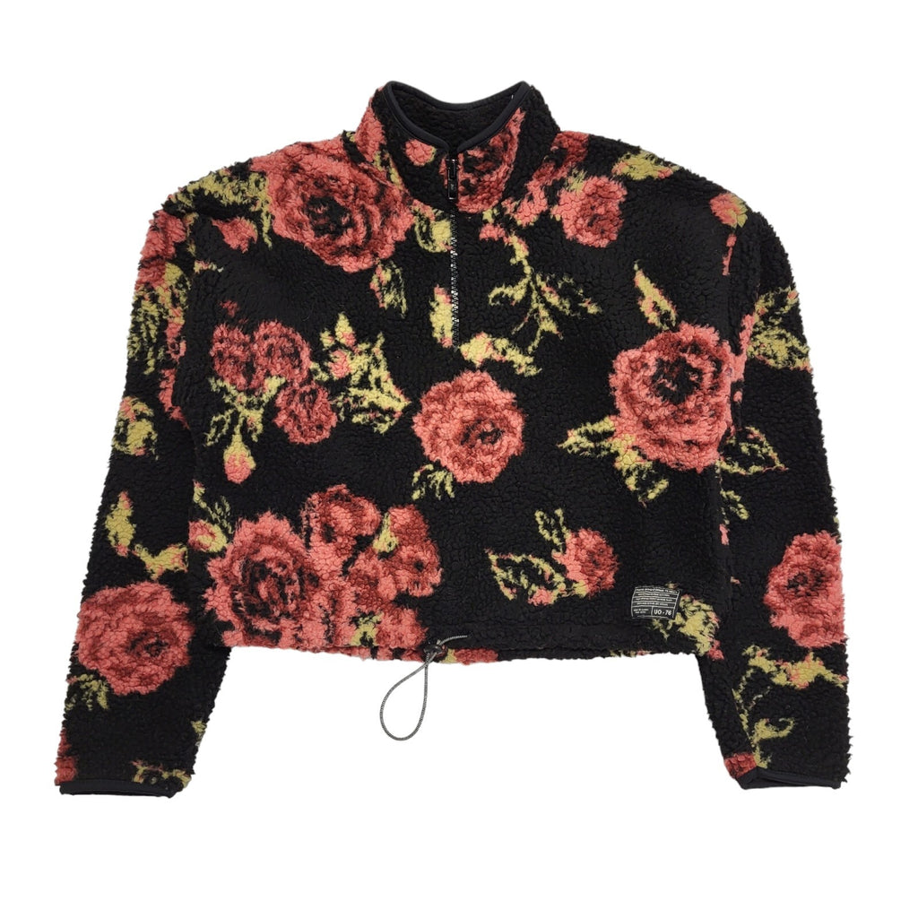 Urban Outfitters Y2K Vintage Black 1/4 Fleece Cropped Jacket Uk Women's Size XS