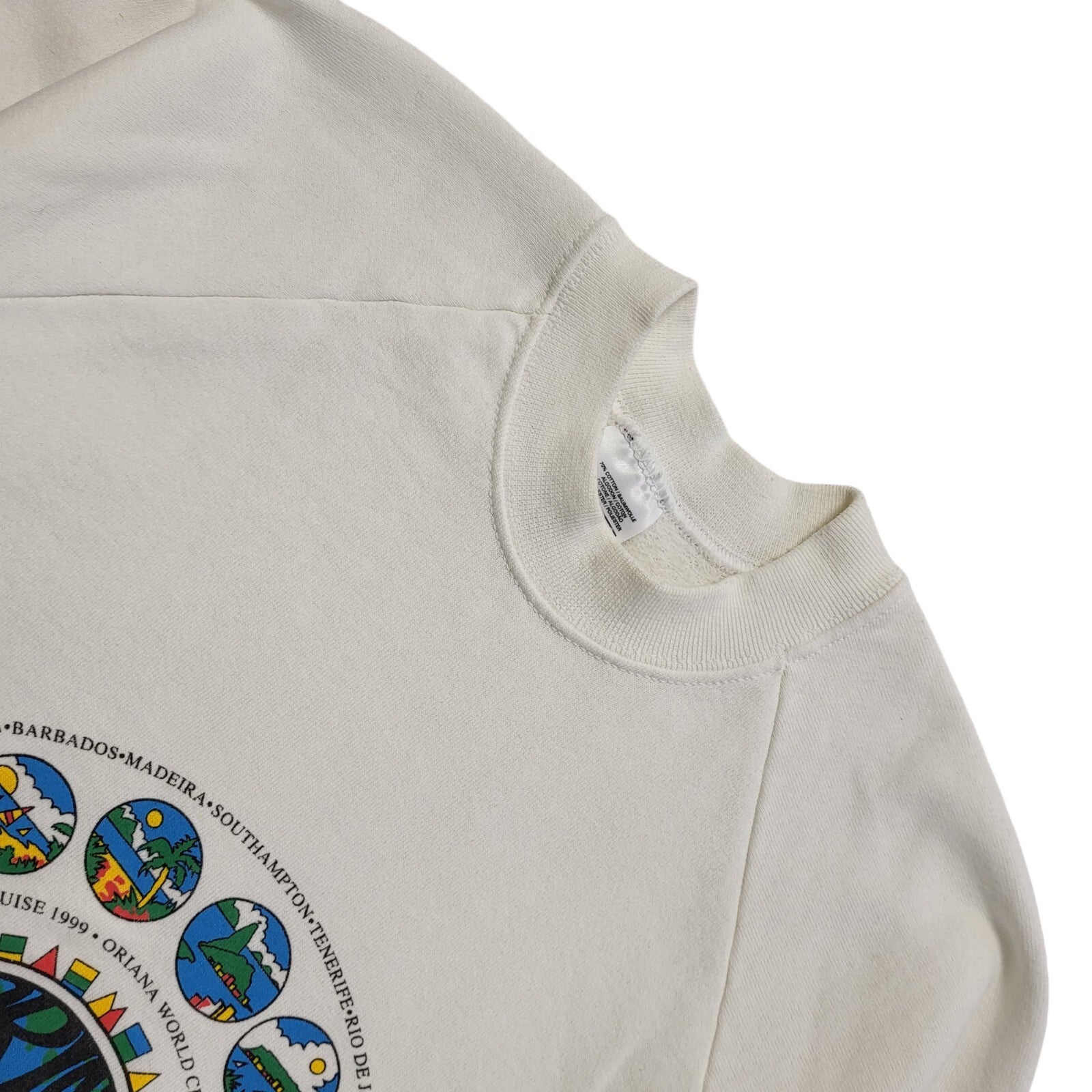 Oriana Cruise Ship Vintage 90's White Long Sleeve Sweatshirt Uk Men's Size L