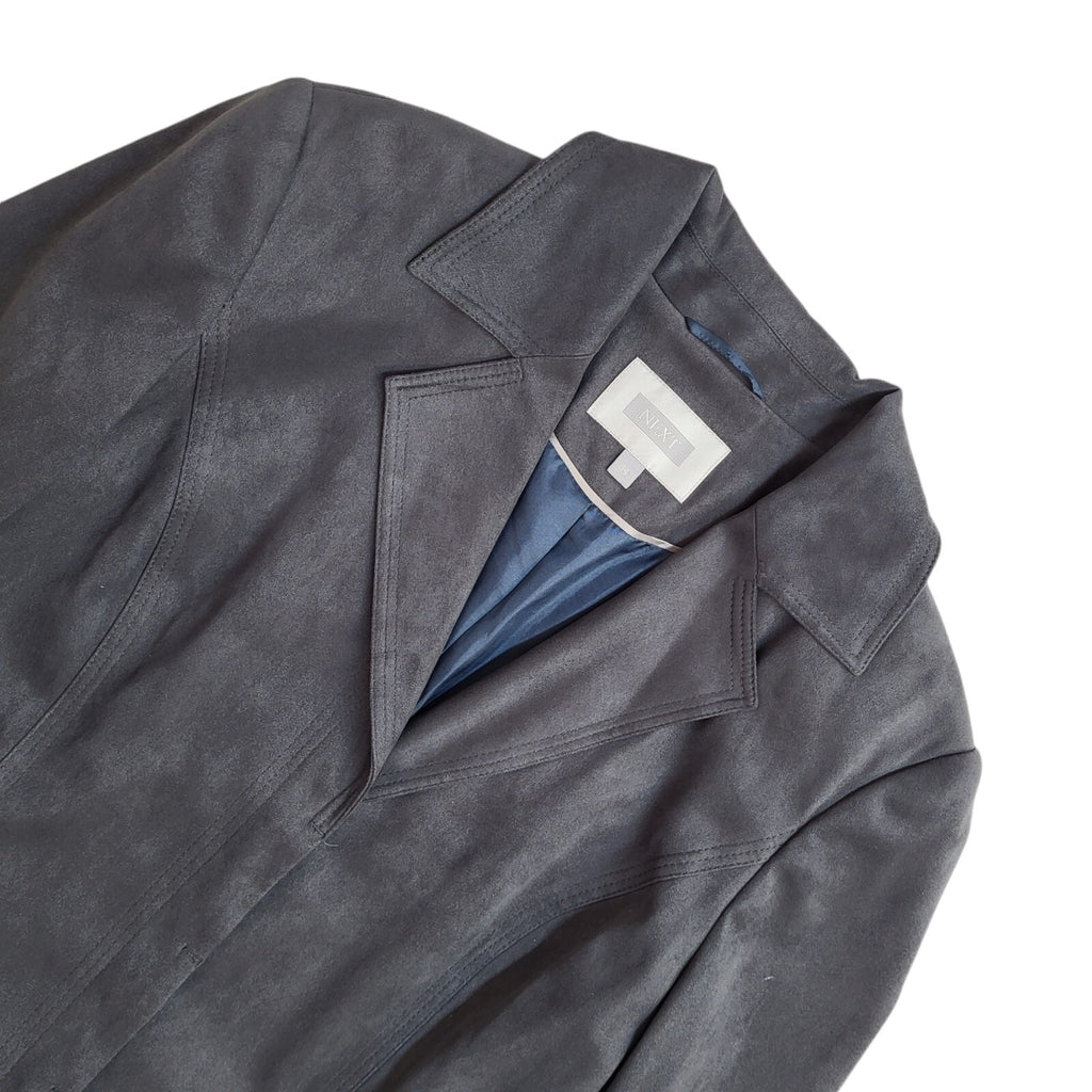 Next Vintage 90's Grey Long Collared Button Front Coat Women's UK 14