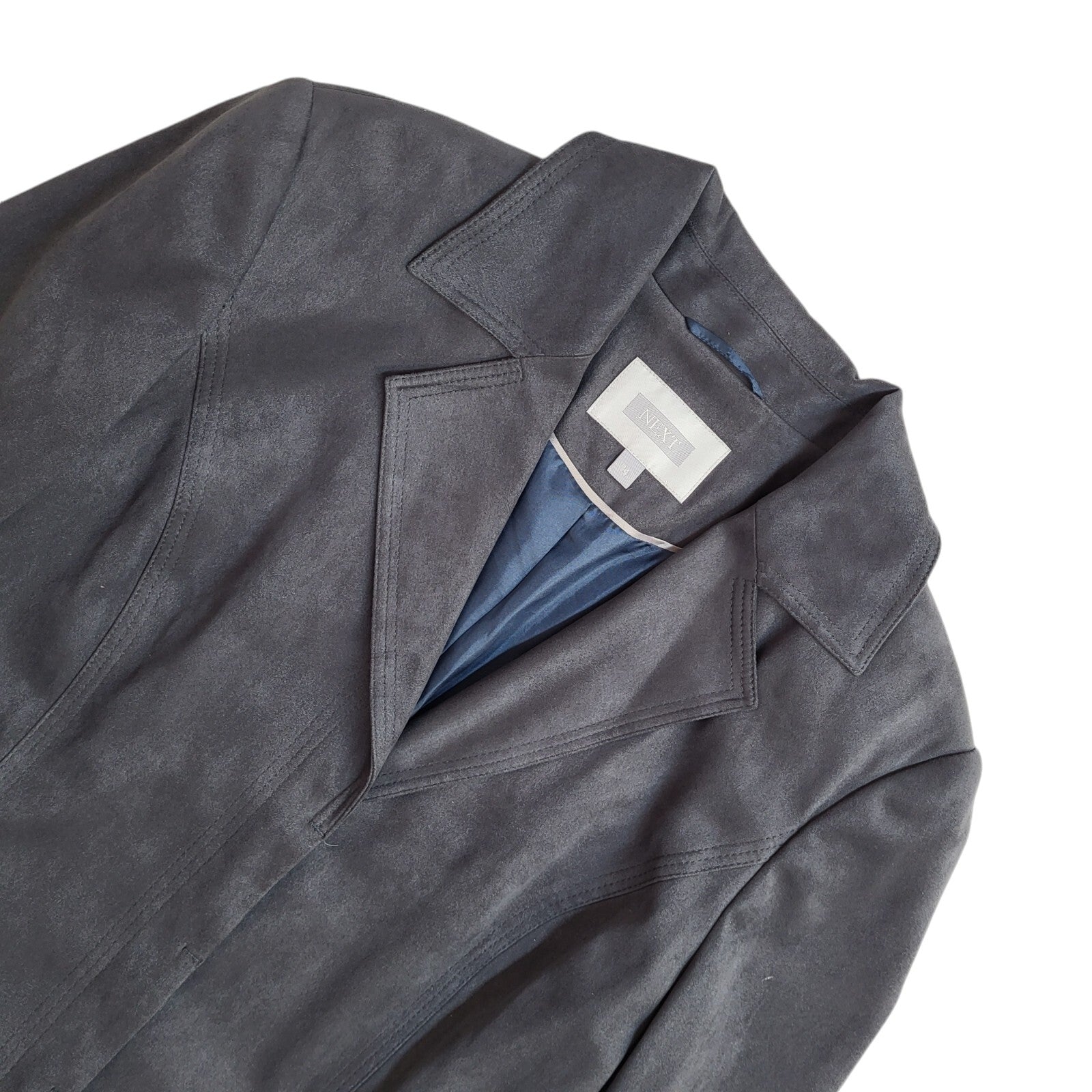 Next Vintage 90's Grey Long Collared Button Front Coat Women's UK 14