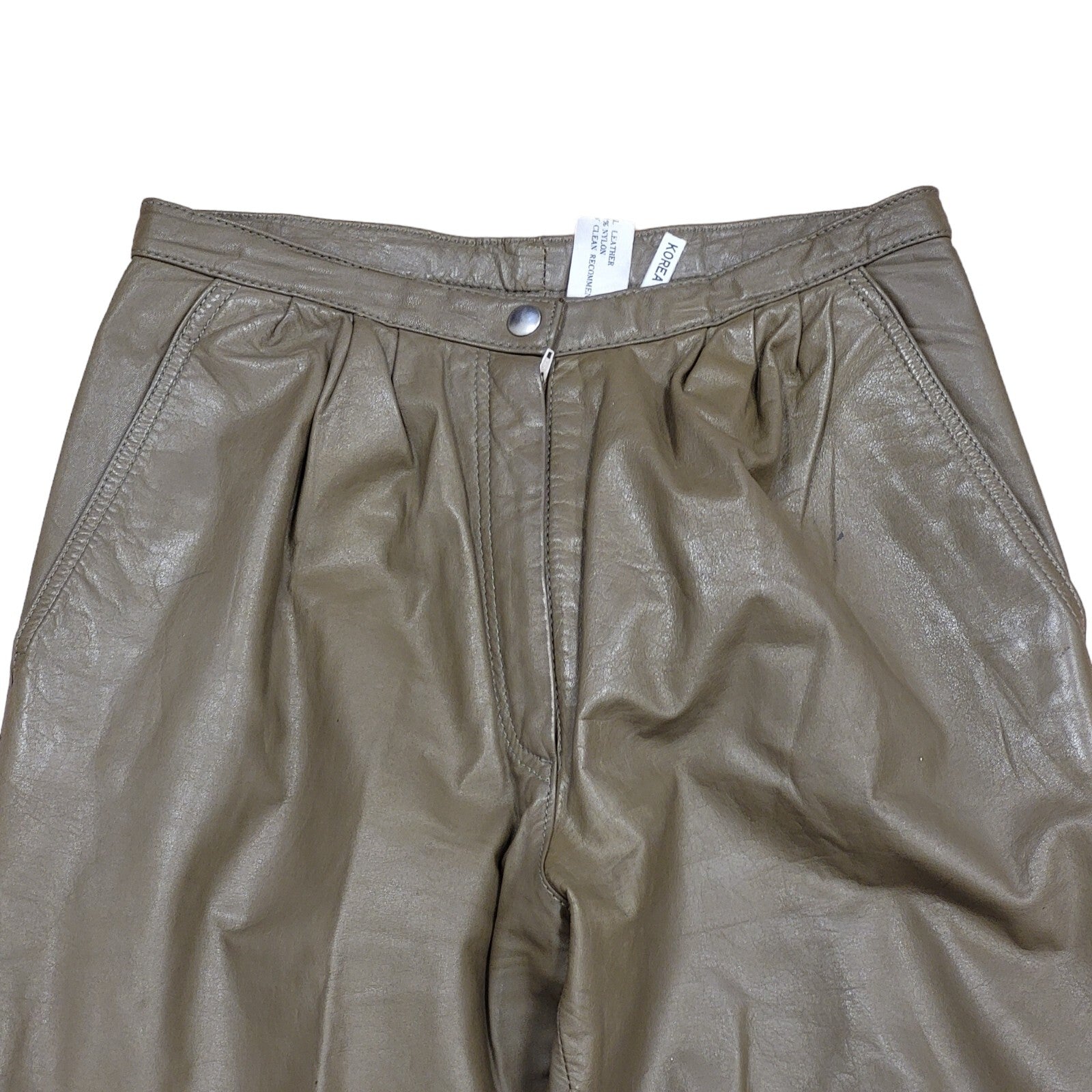 Vintage 80's Brown Leather Tapered Trousers Womens UK Size 14 W28 L31
