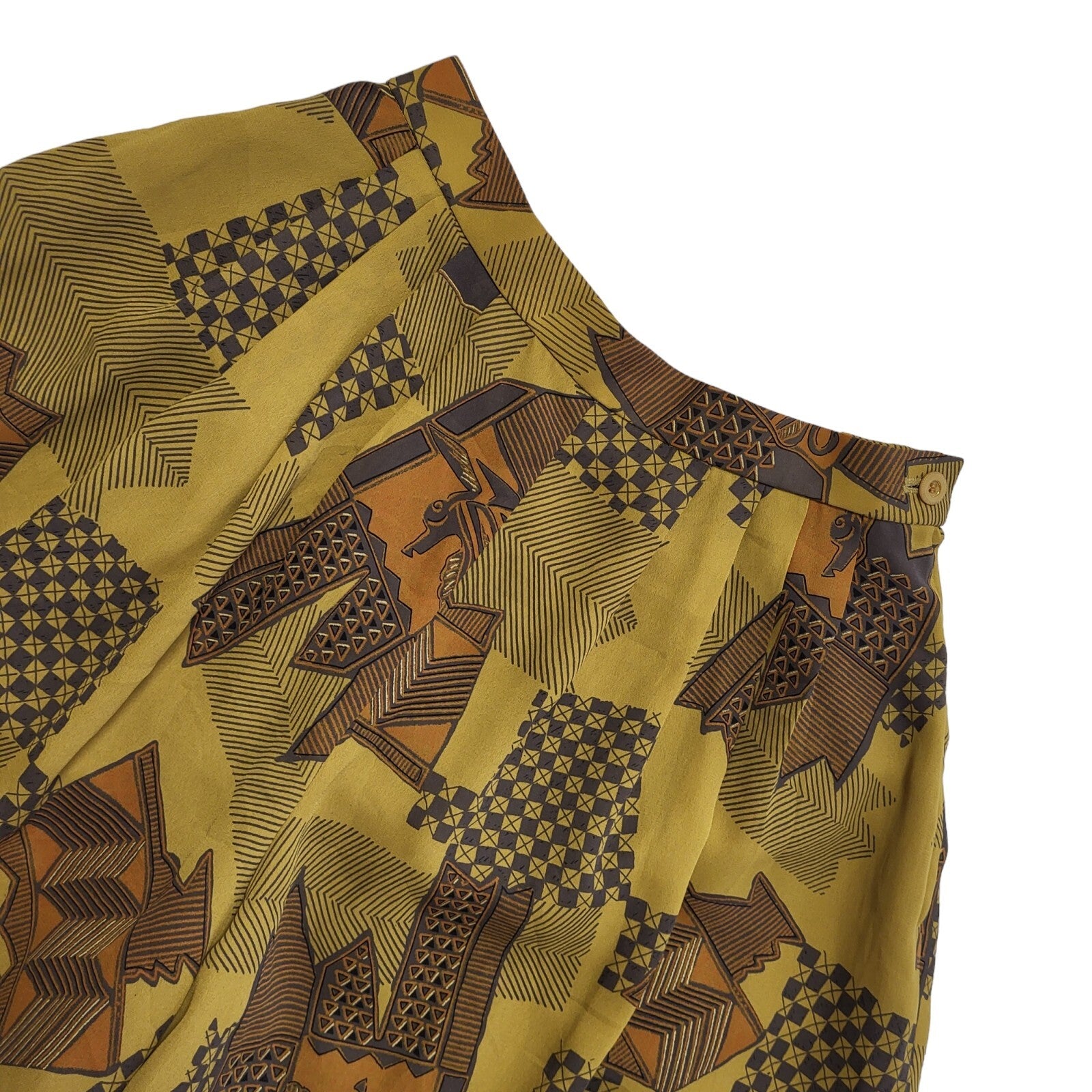 Jane More vintage 80's Brown Retro Abstract Culottes Womens UK Size 6 W24