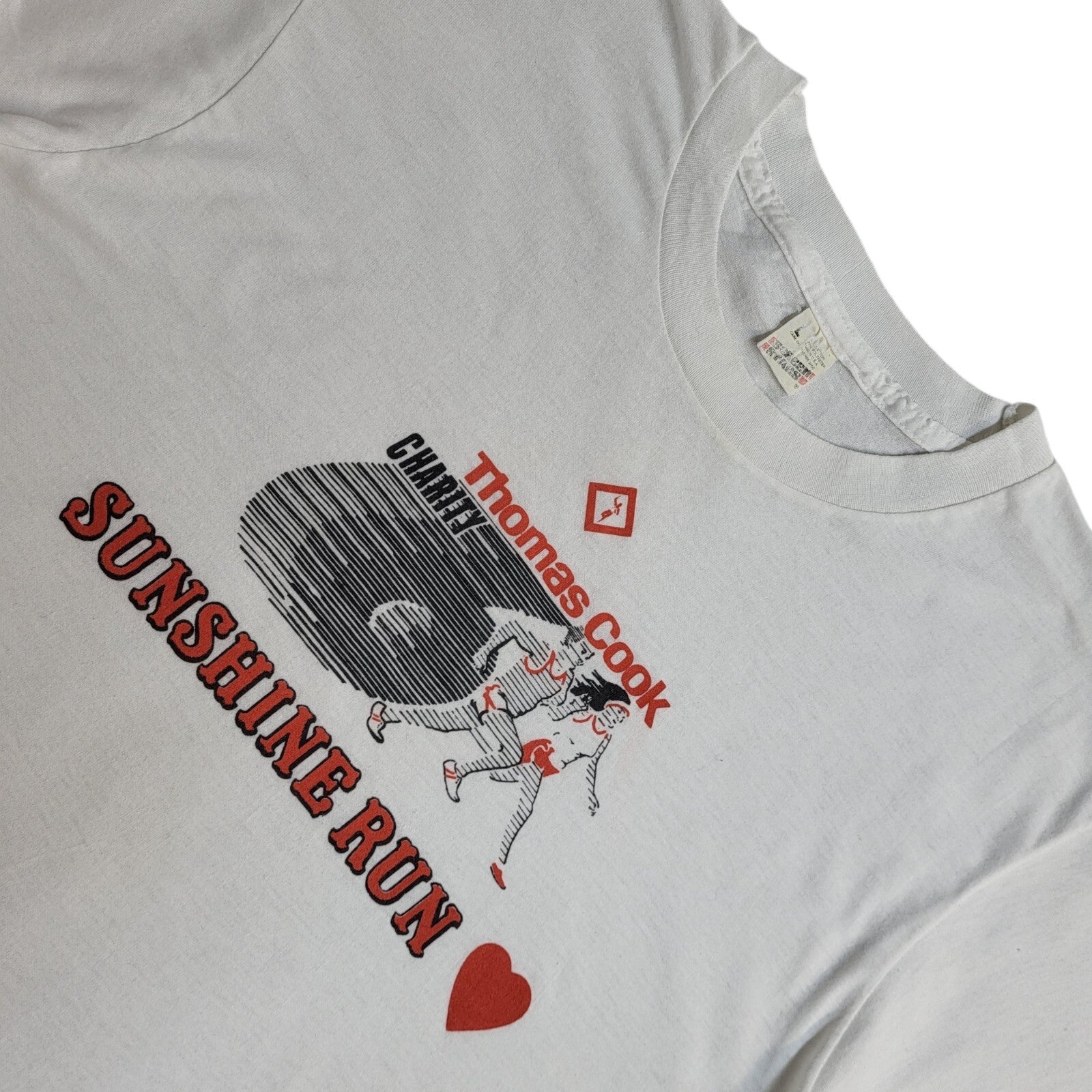 Screen Stars 90's White Sunshine Charity Run Single Stitch T-Shirt Men's L