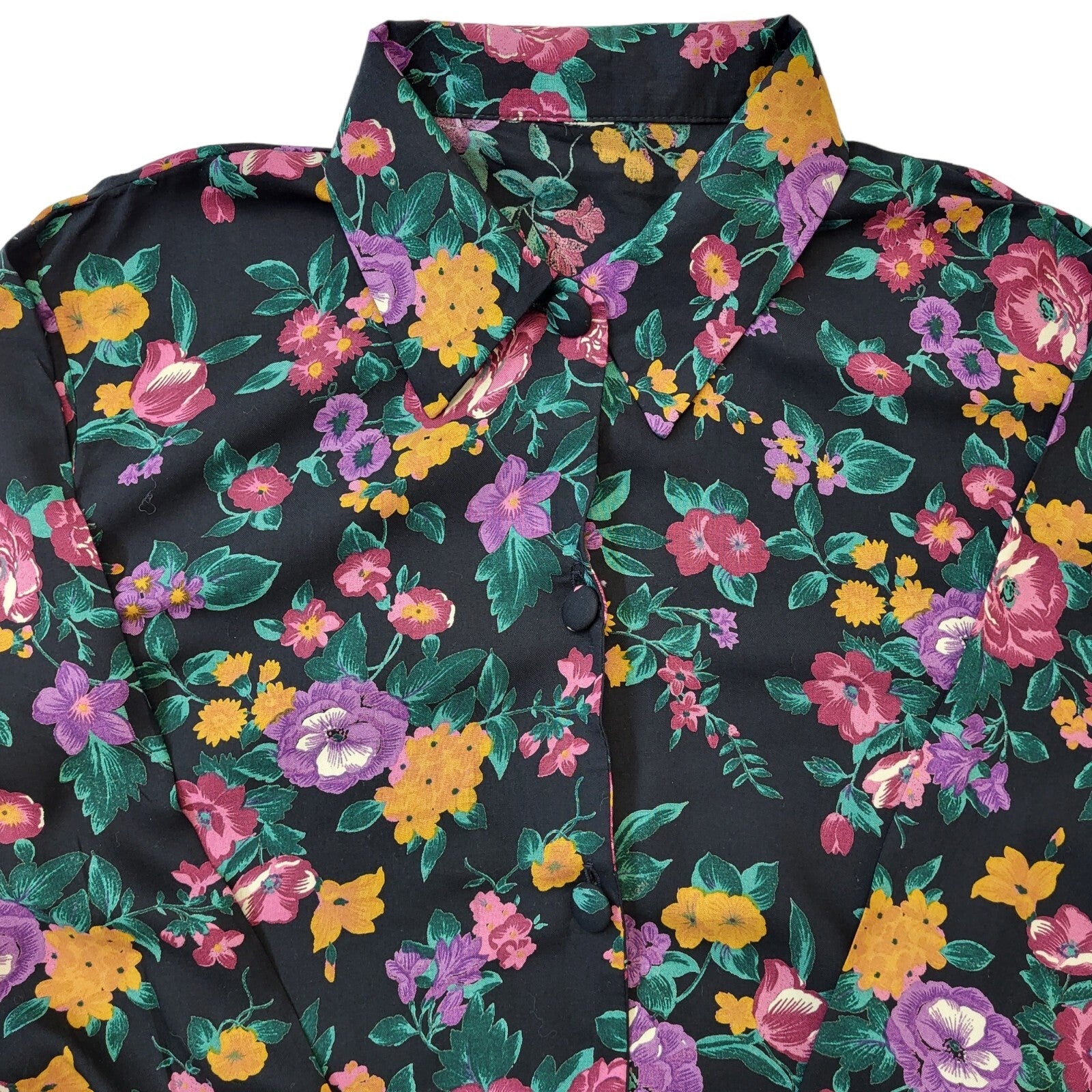 90's Vintage Multicoloured Floral Long Sleeve Shirt Womens UK Size 20