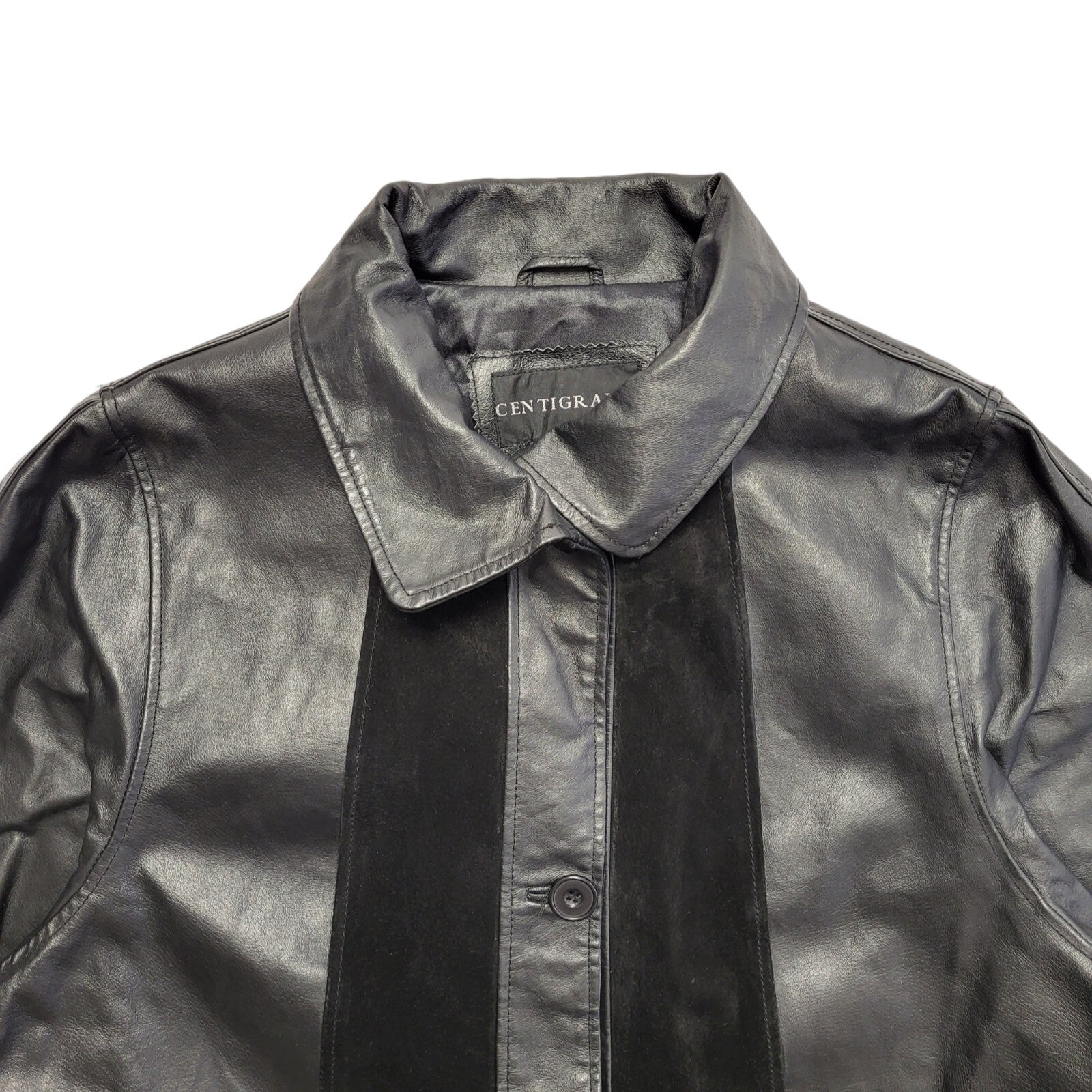 Centigrade Vintage 90s Black Zip Up Leather Coat Uk Women's Size XL