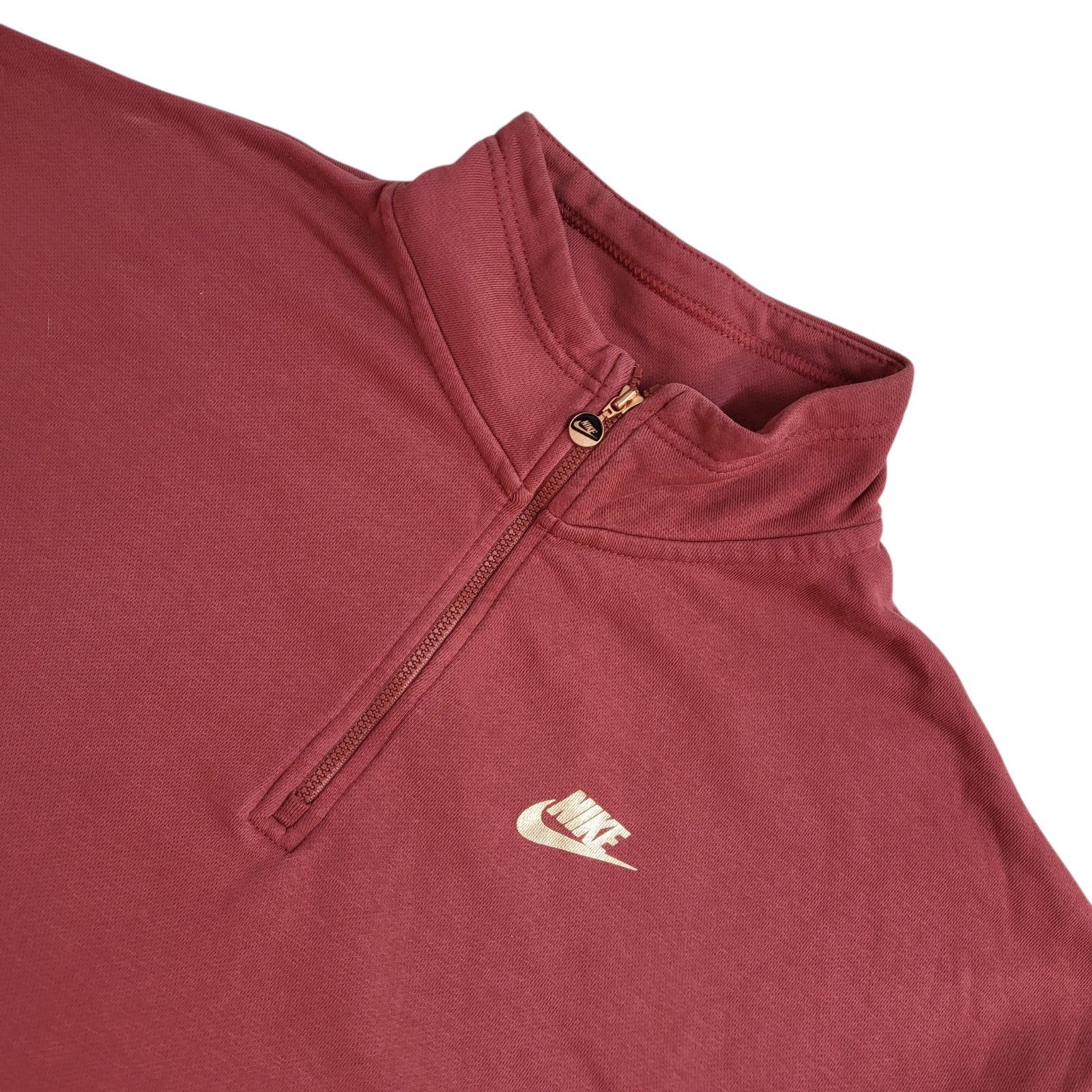 Nike Sweatshirt 1/4 Zip Y2K Maroon Long Sleeve Baggy UK Women's Size M